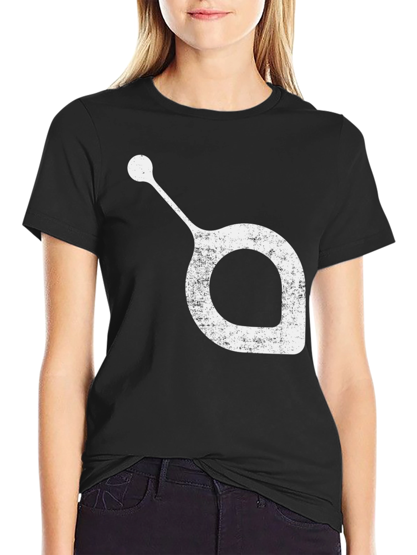 Unique White Graphic Print on Black T-Shirt