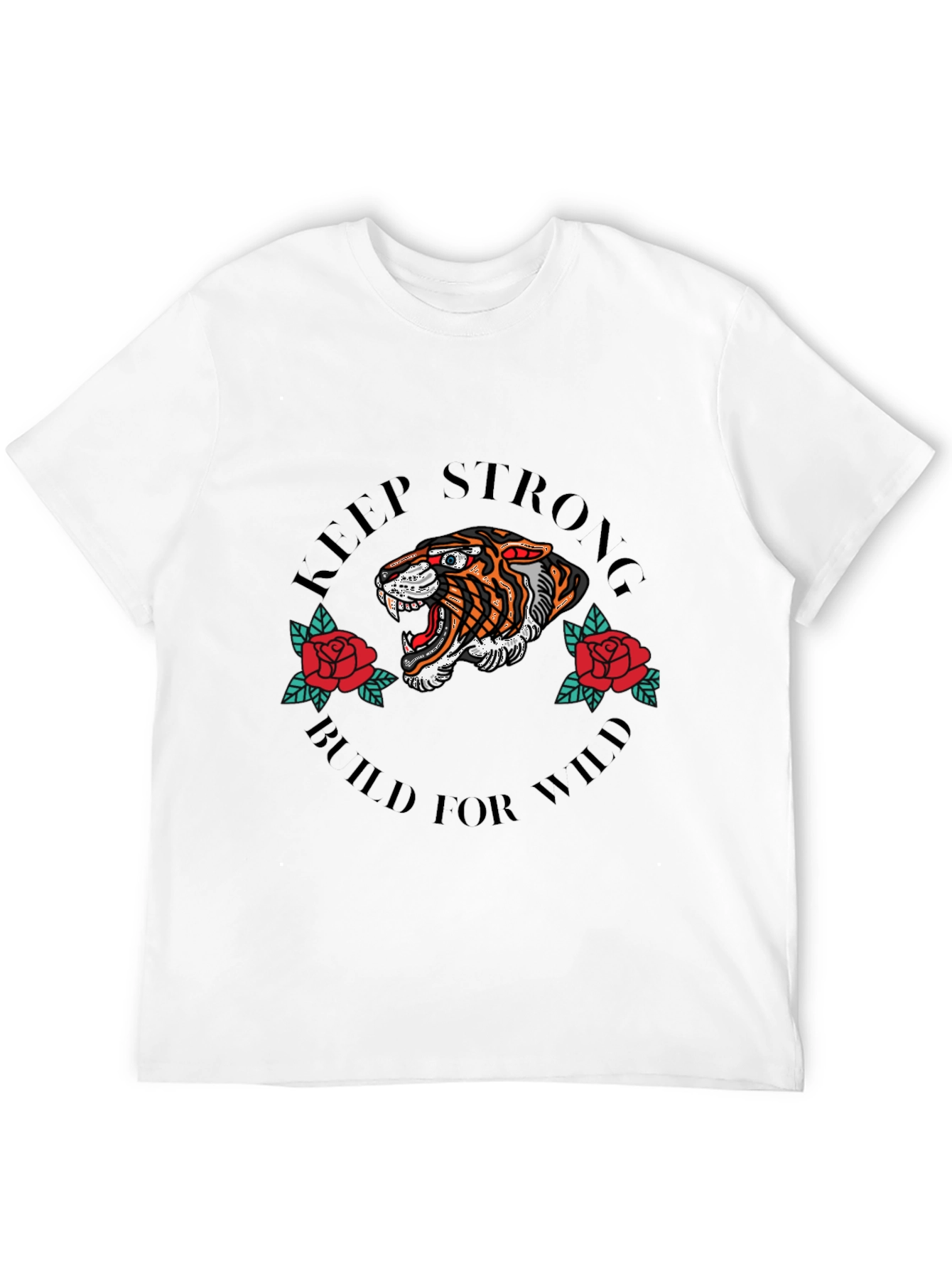 Keep Strong Tiger Graphic Black T-Shirt