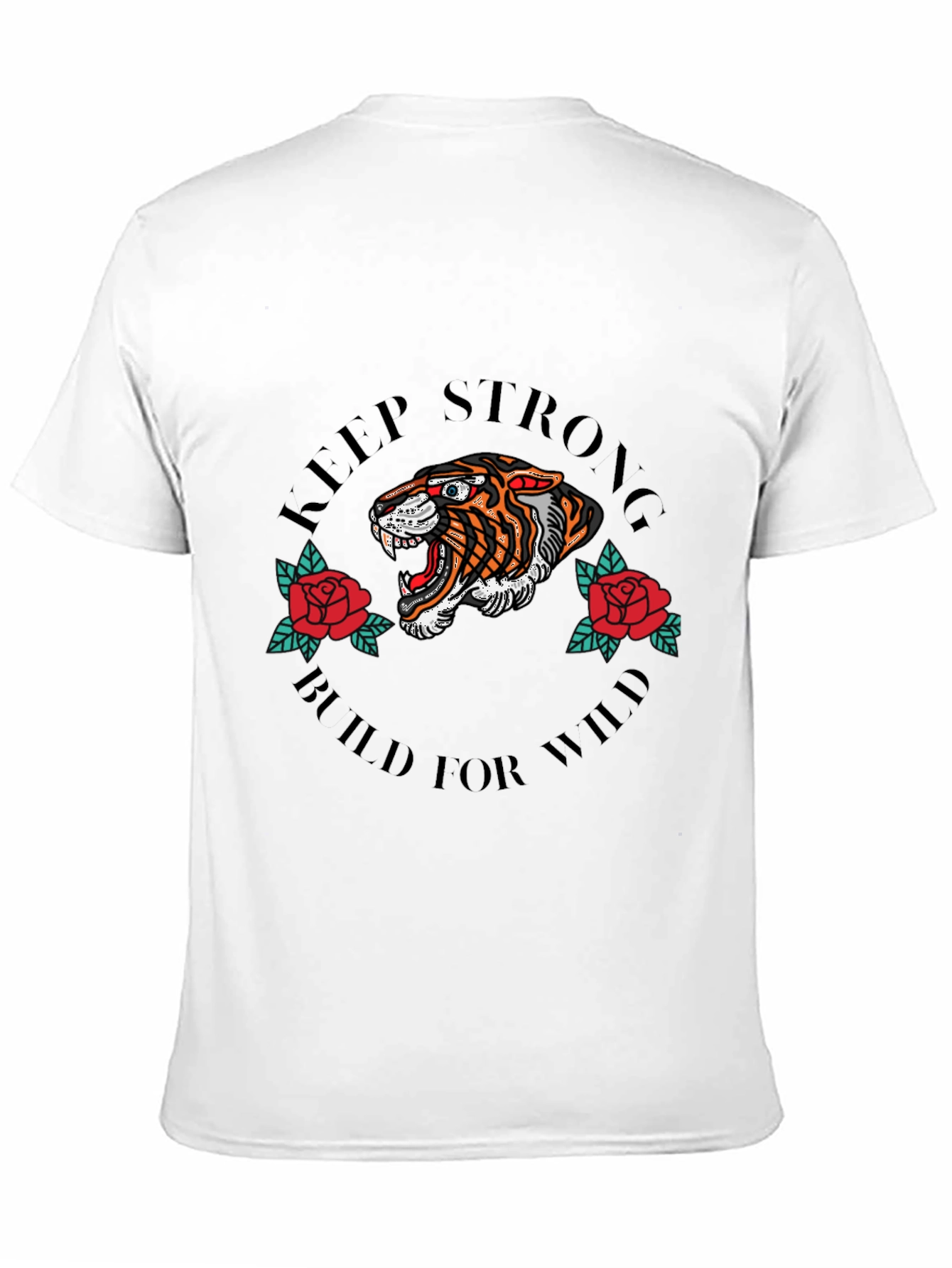 Keep Strong Tiger Graphic Black T-Shirt