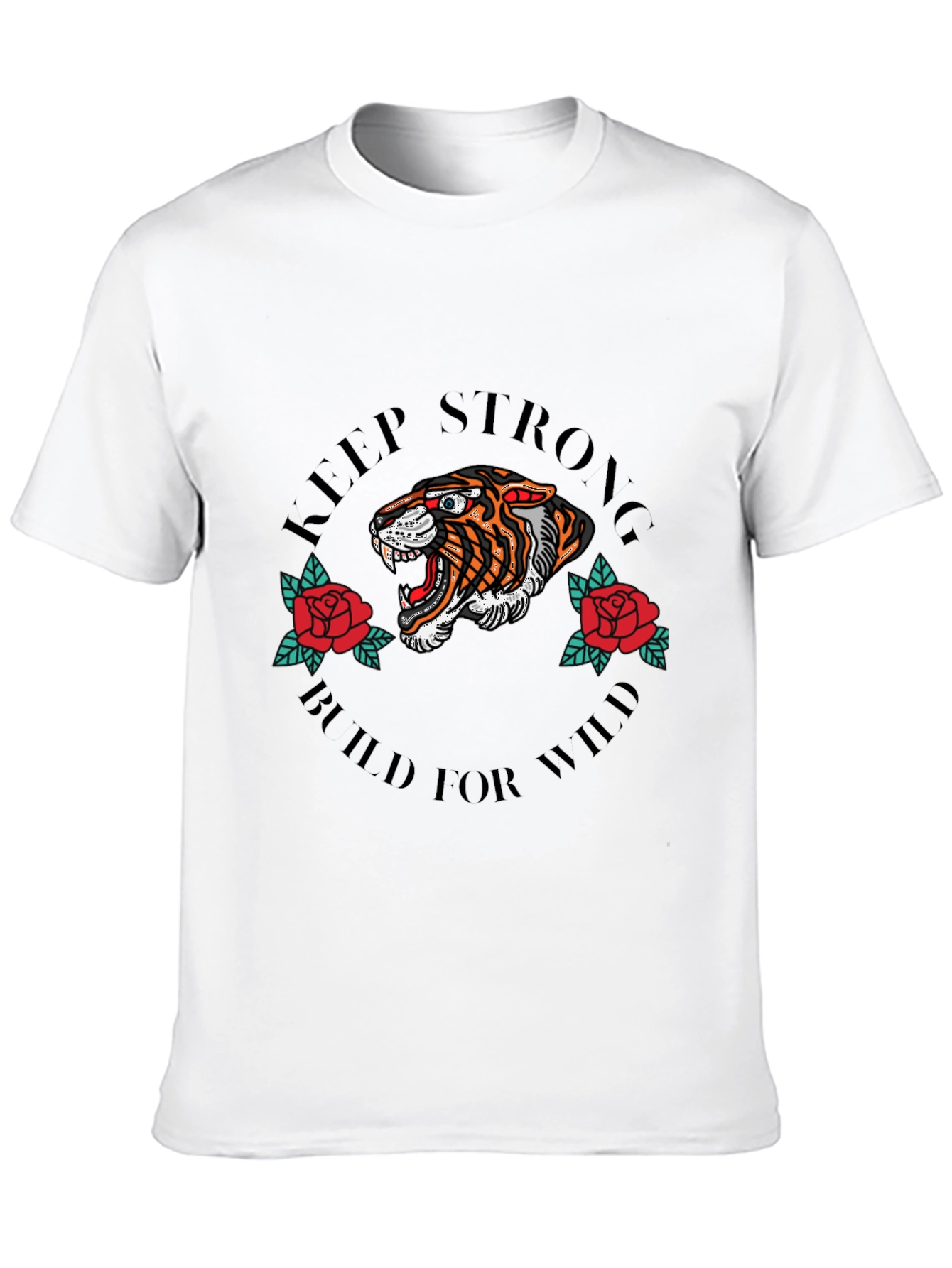 Keep Strong Tiger Graphic Black T-Shirt