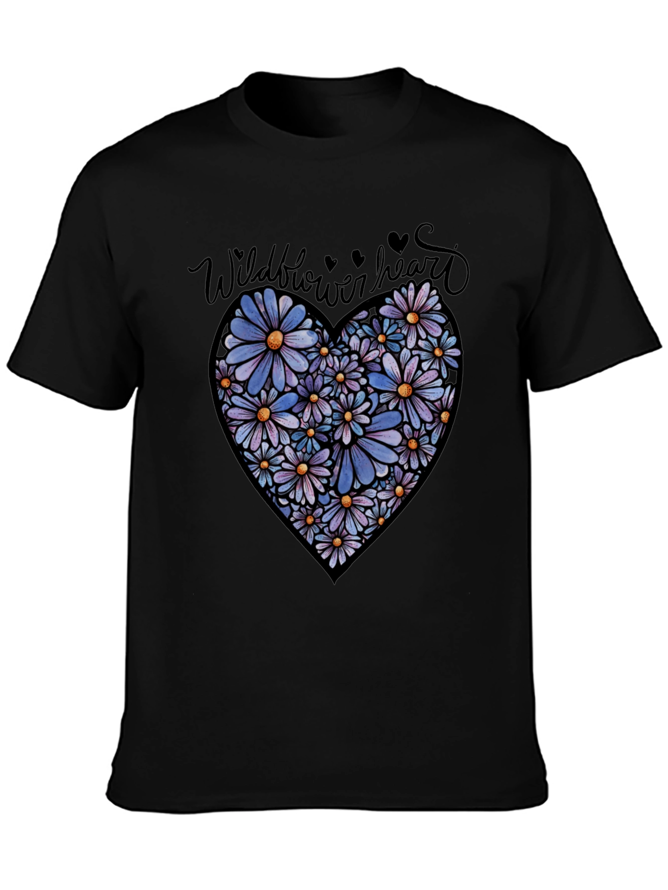 Wildflower Heart Graphic Tee - Black