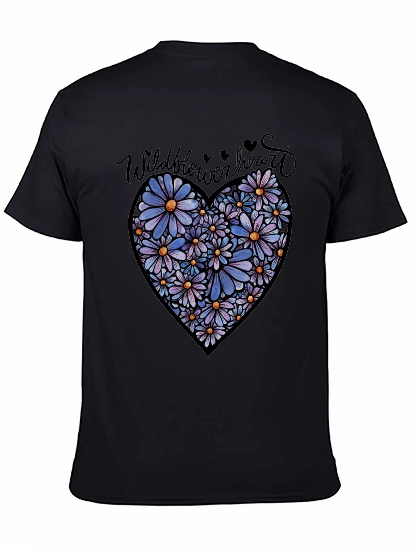 Wildflower Heart Graphic Tee - Black