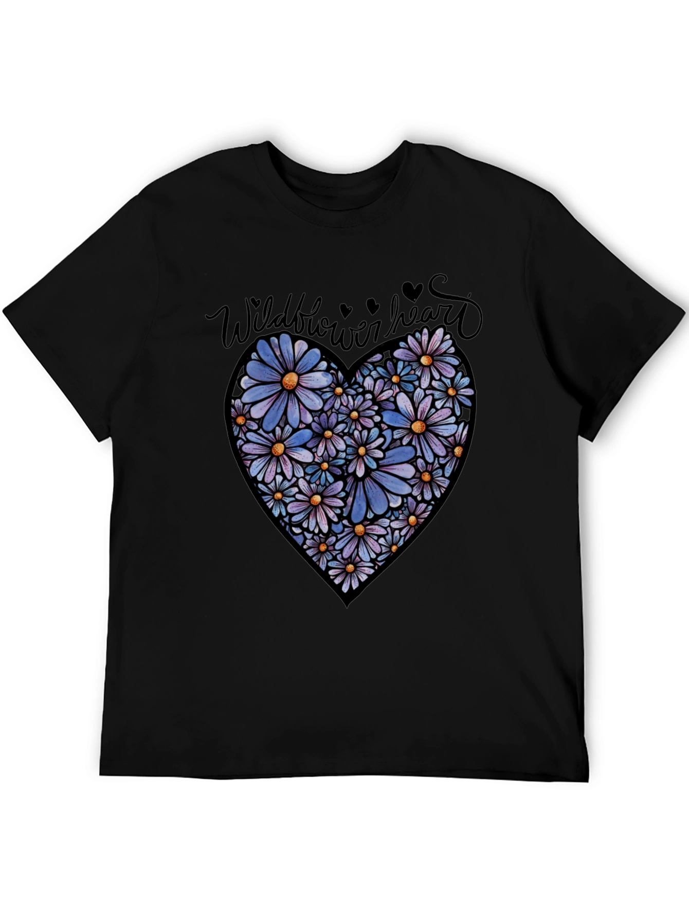 Wildflower Heart Graphic Tee - Black