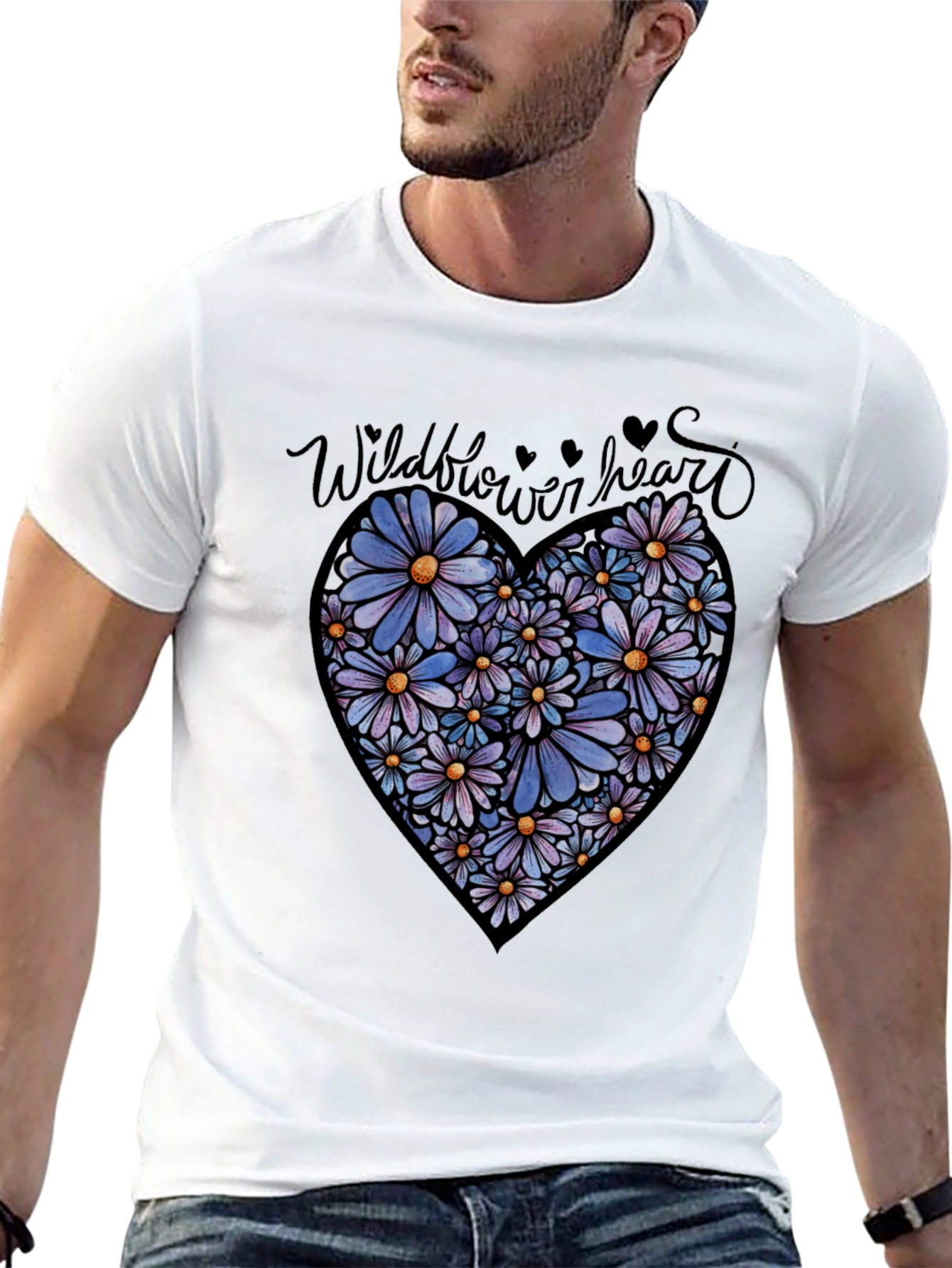 Wildflower Heart Graphic Tee - Black