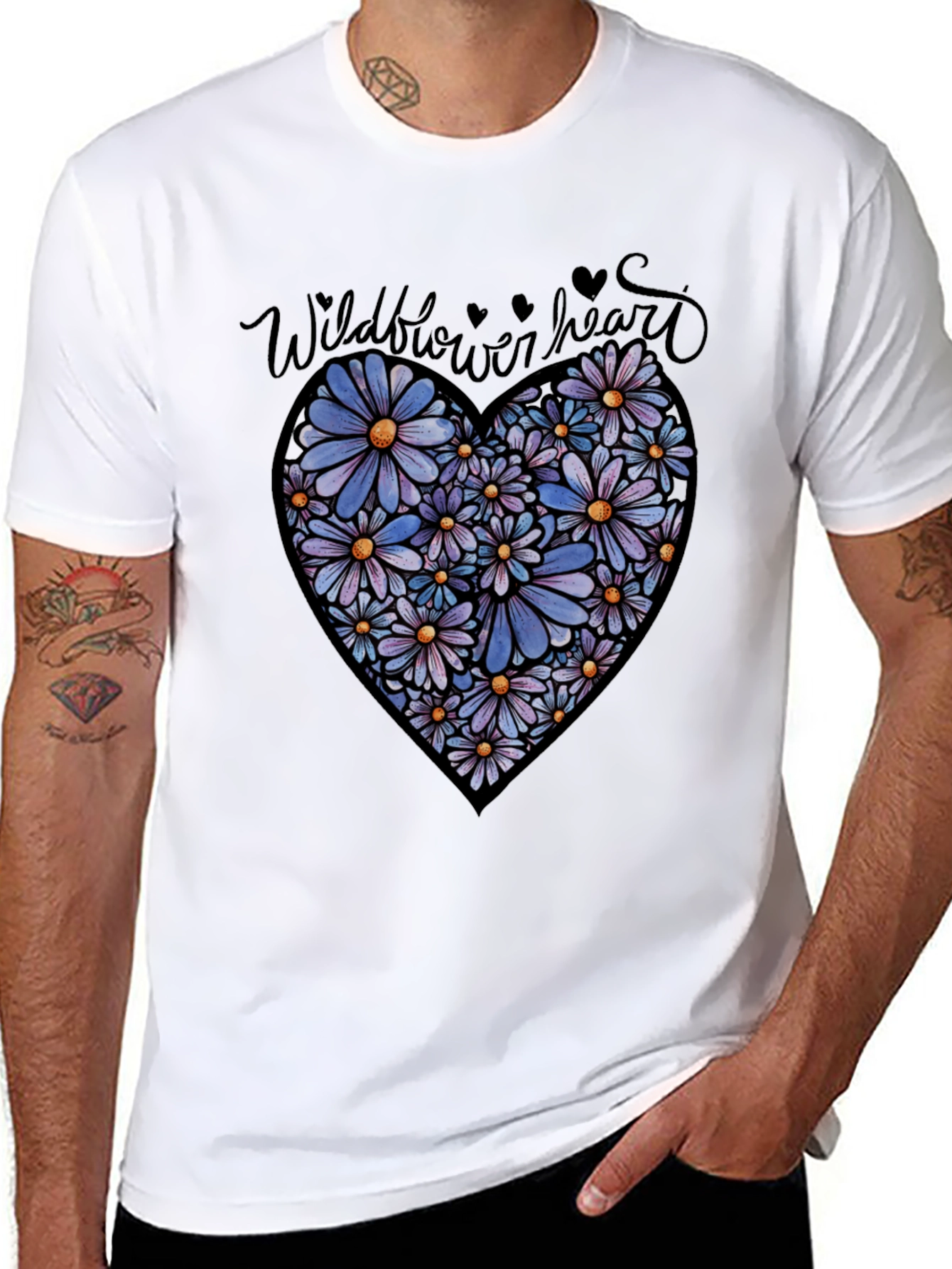 Wildflower Heart Graphic Tee - Black