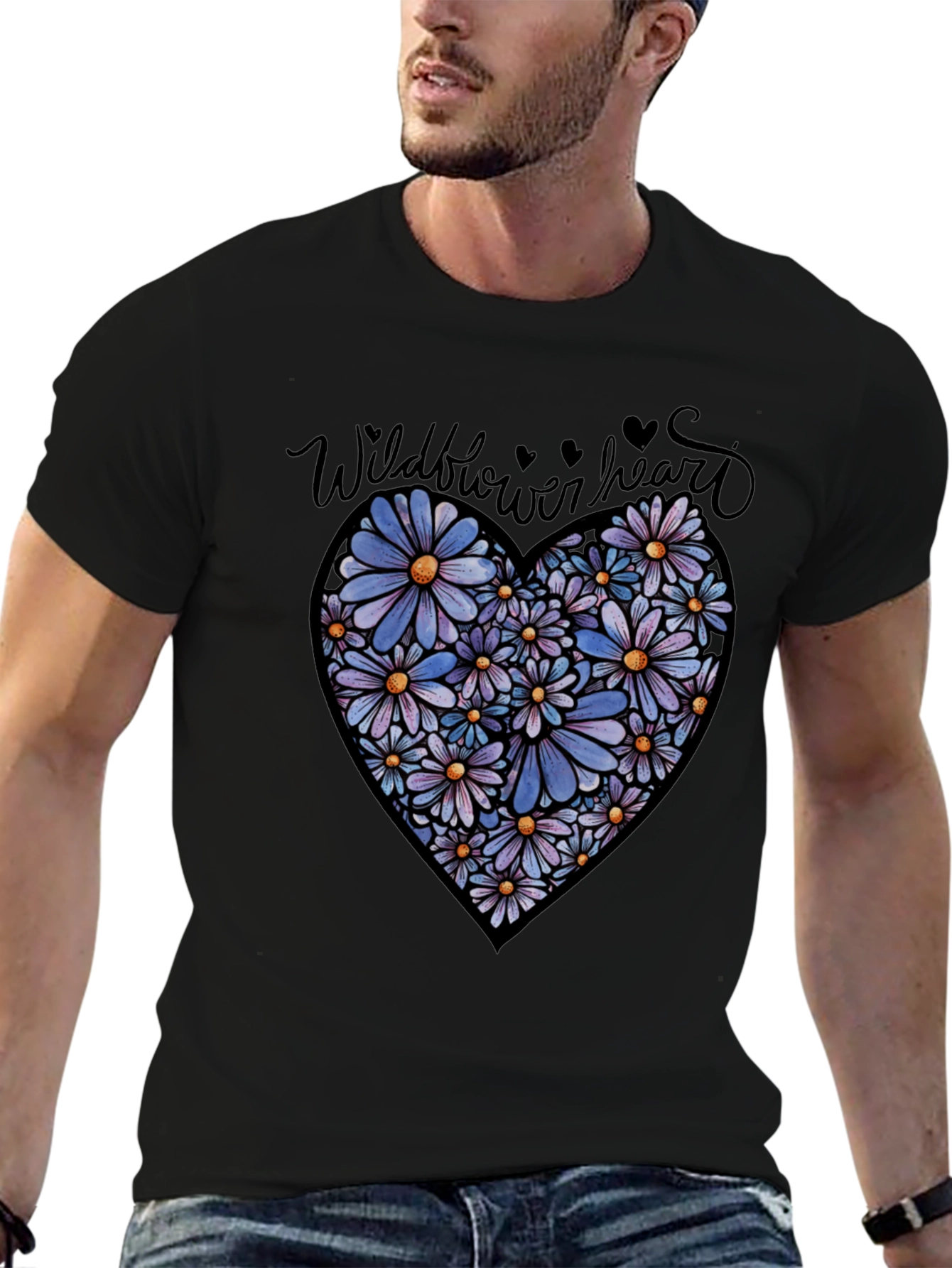 Wildflower Heart Graphic Tee - Black