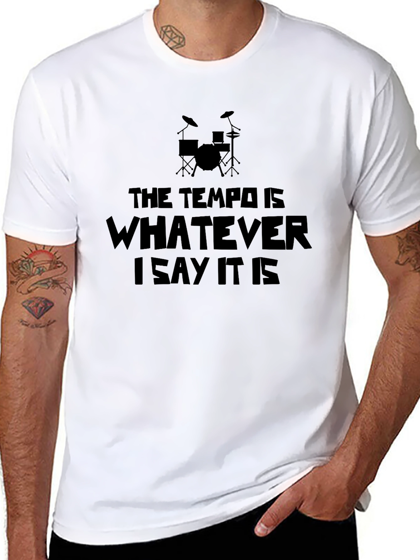 Tempo Drummer T-Shirt - Black Music Tee