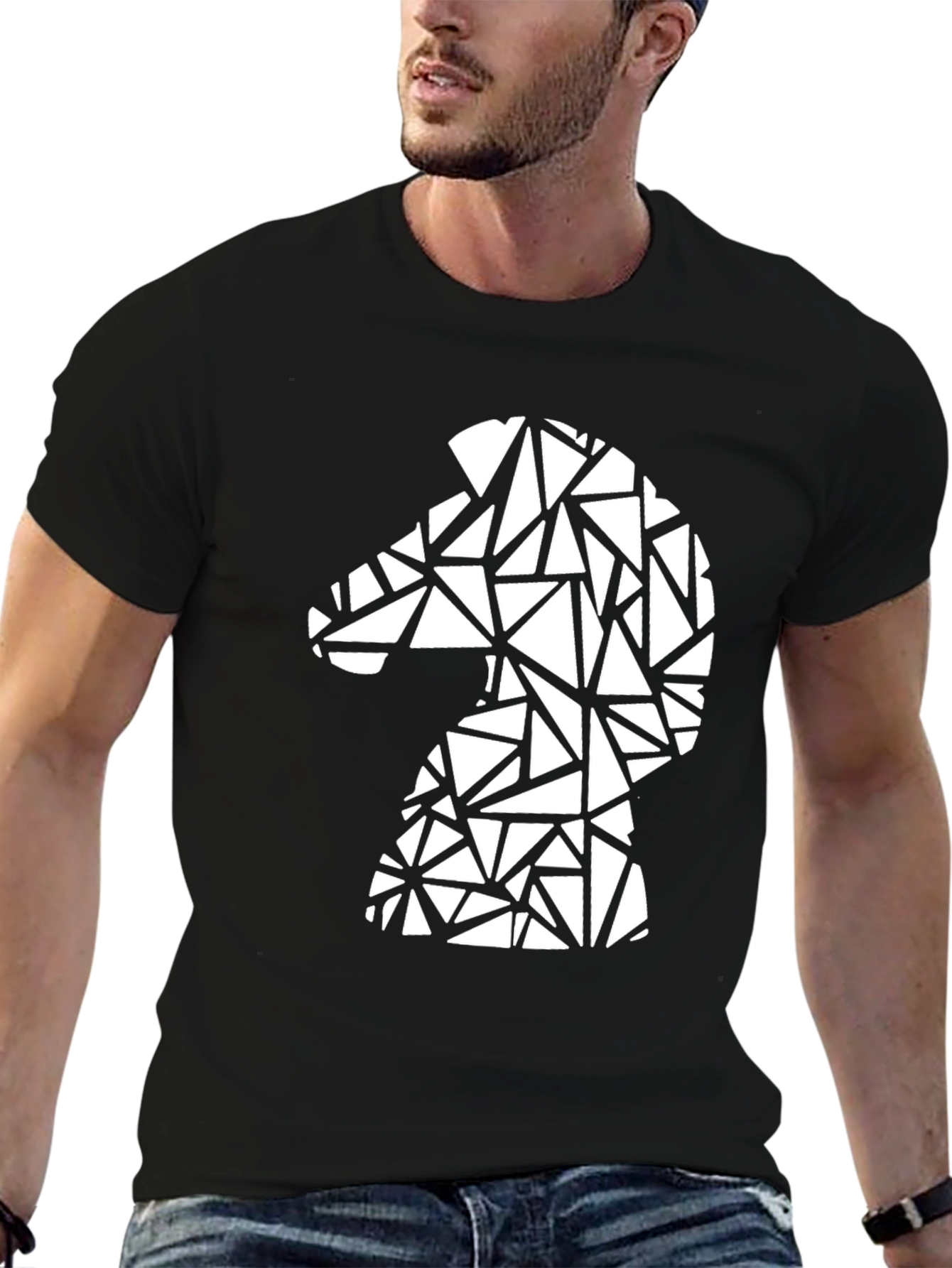 Geometric Knight Graphic Tee - Stylish Chess Shirt