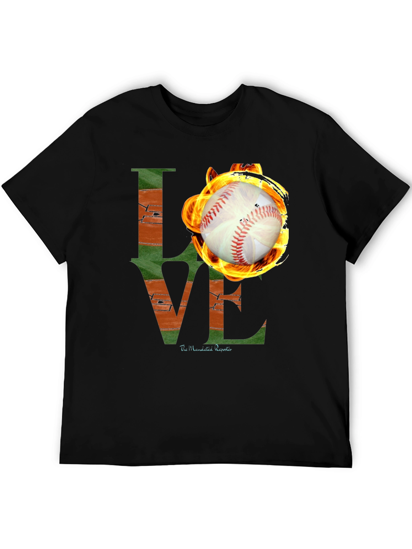 Fiery Baseball LOVE Graphic T-Shirt