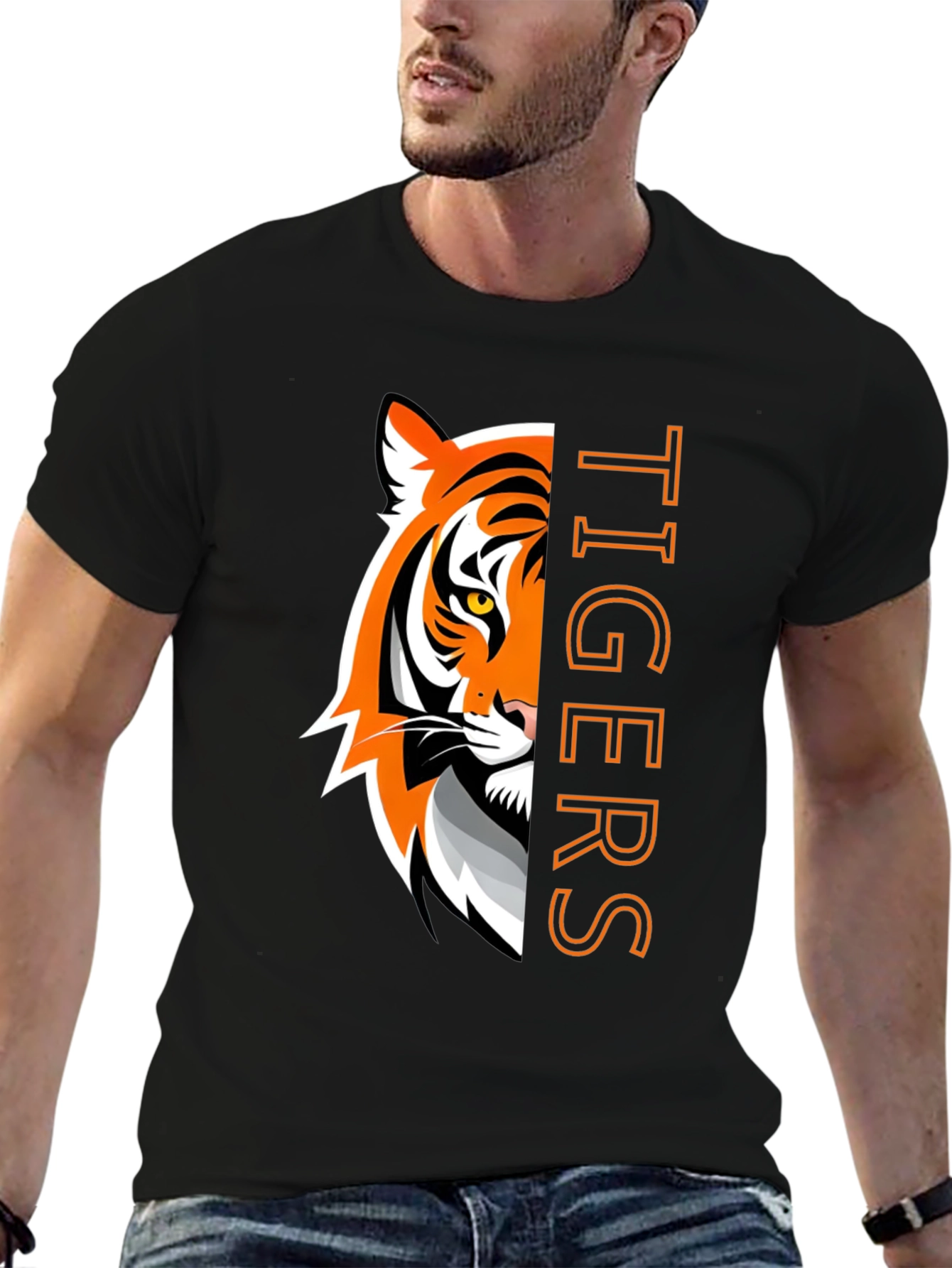Tigers Graphic Print Black T-Shirt