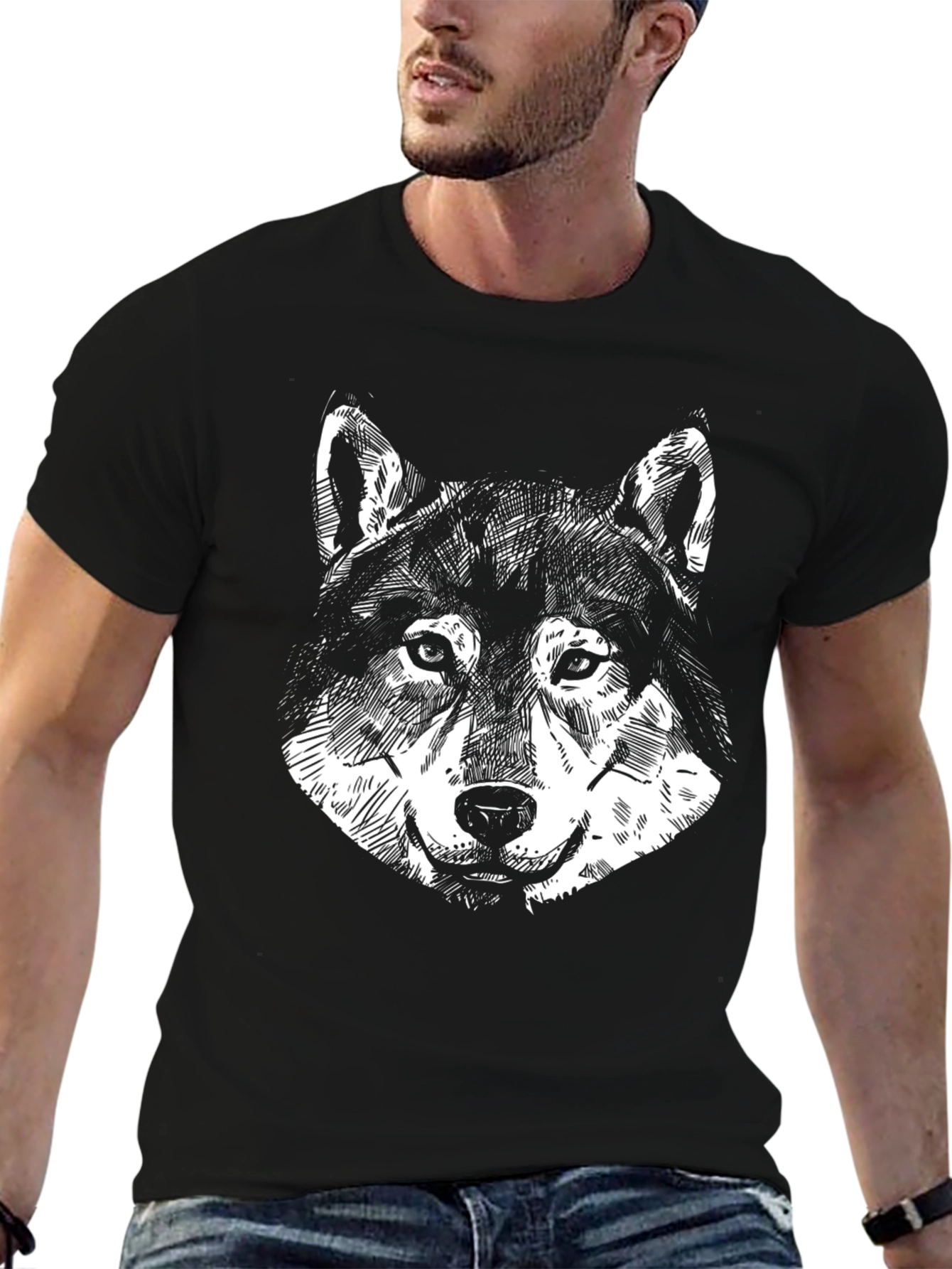 Wolf Graphic Tee - Stylish Black Cotton T-Shirt