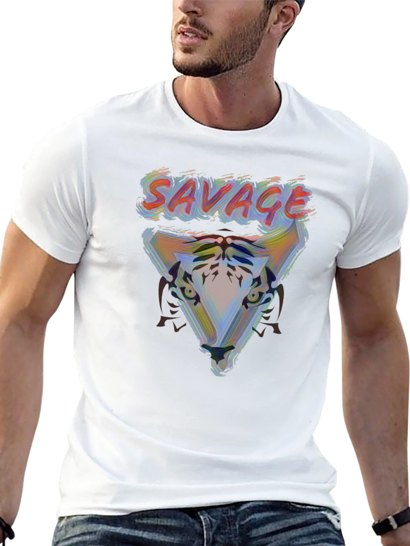 Savage Tiger Graphic Print Black T-Shirt