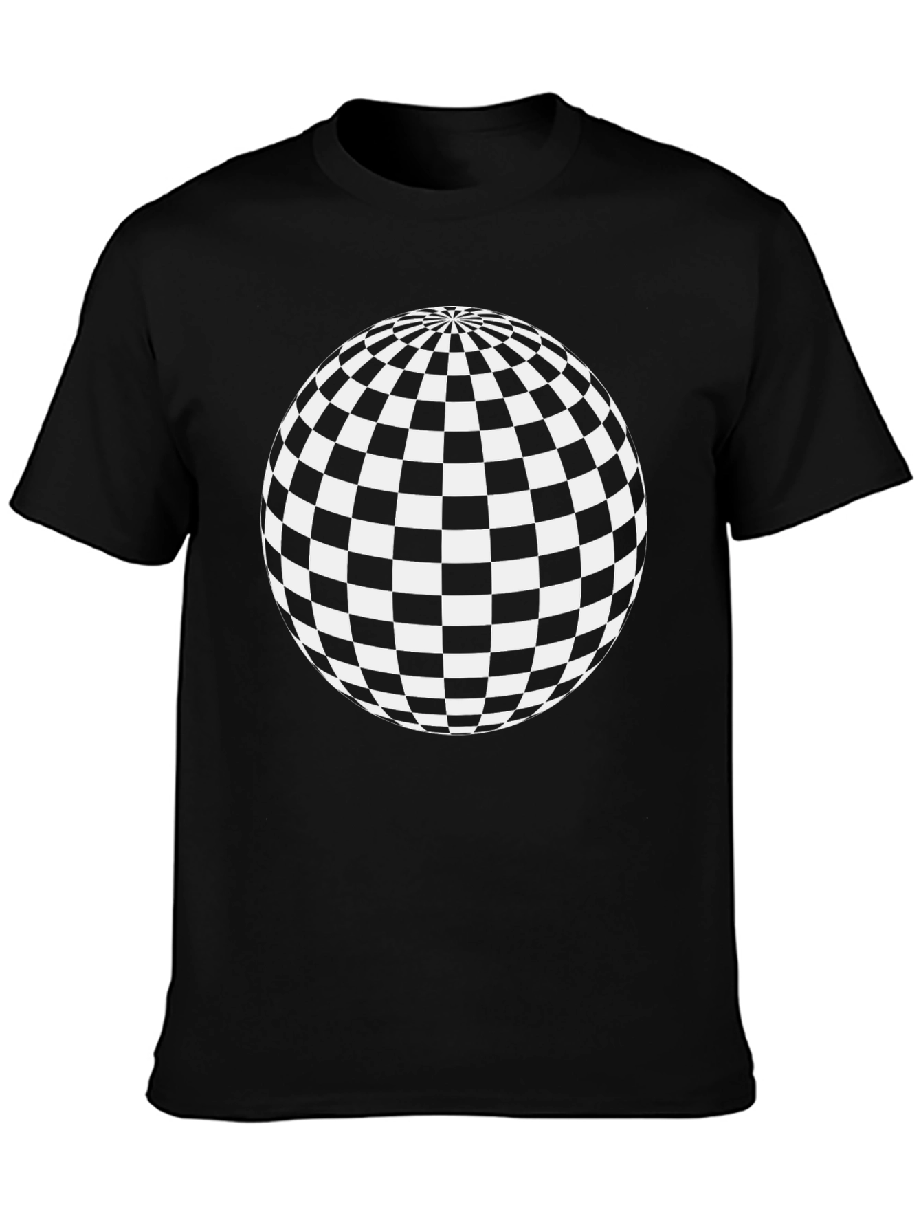 Checkered Sphere Graphic Tee - Casual Style
