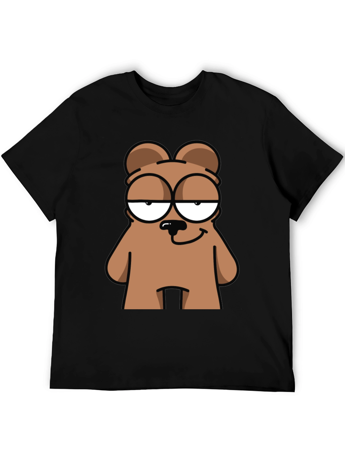 Funny Cartoon Bear Graphic Black T-Shirt