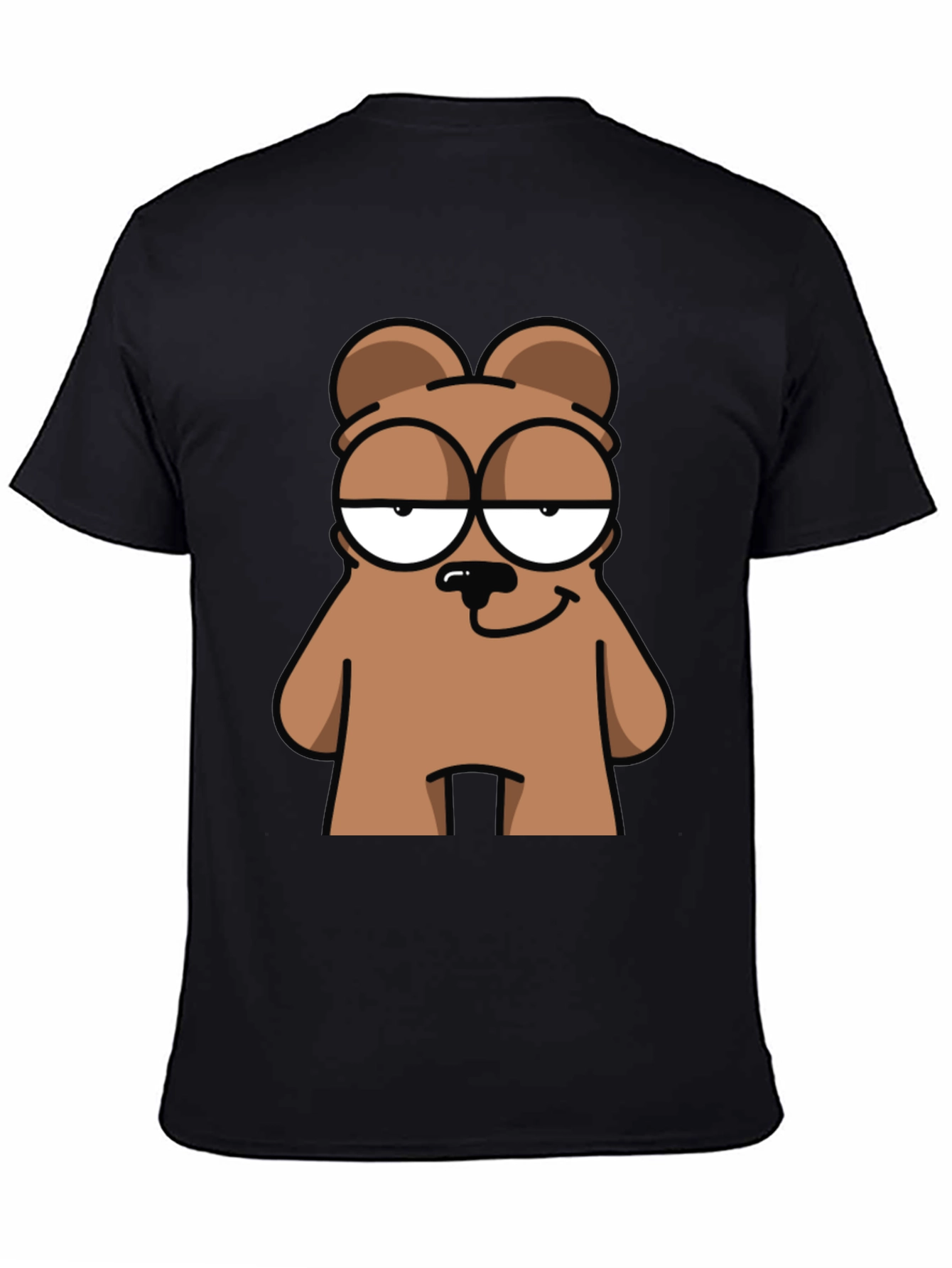 Funny Cartoon Bear Graphic Black T-Shirt