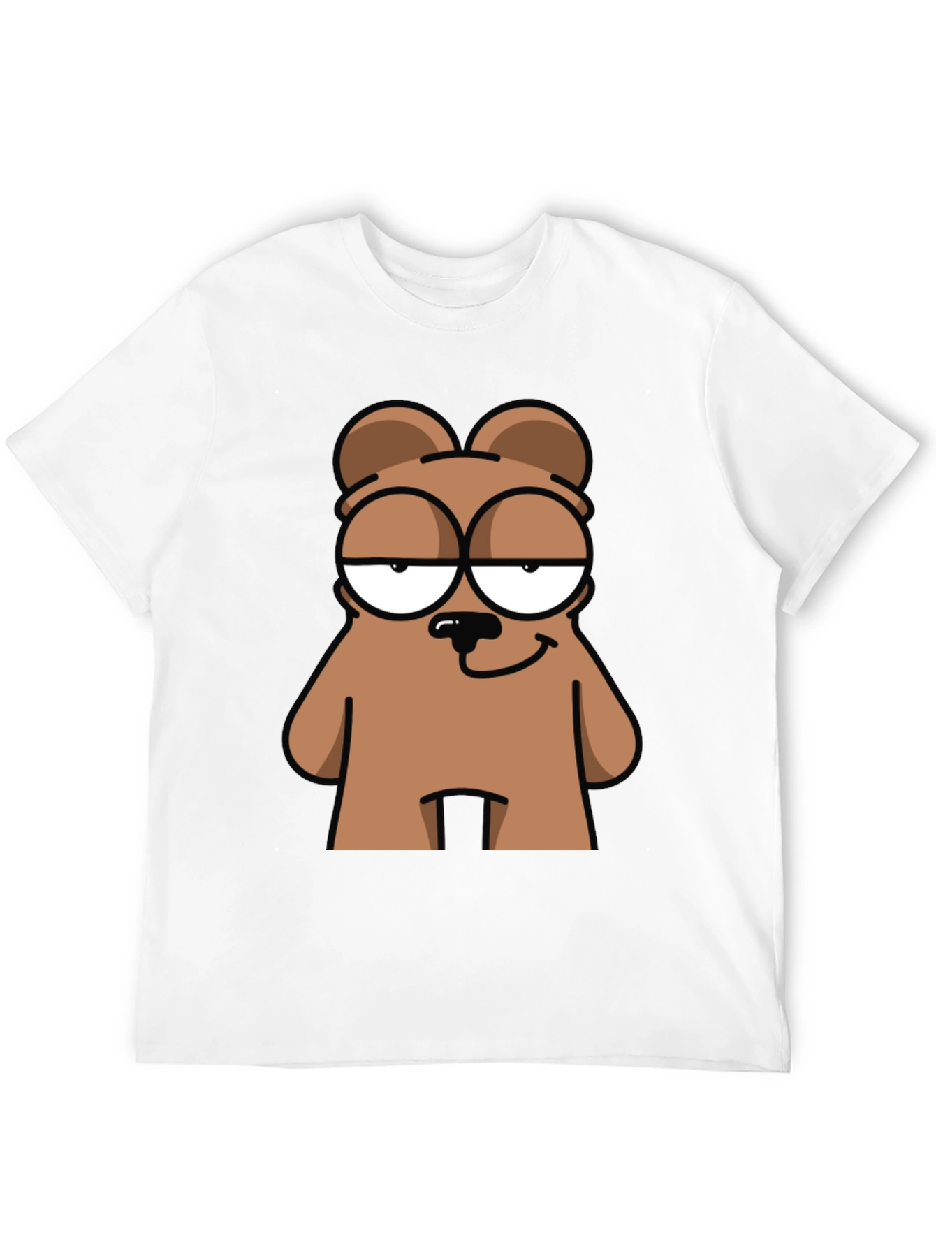 Funny Cartoon Bear Graphic Black T-Shirt