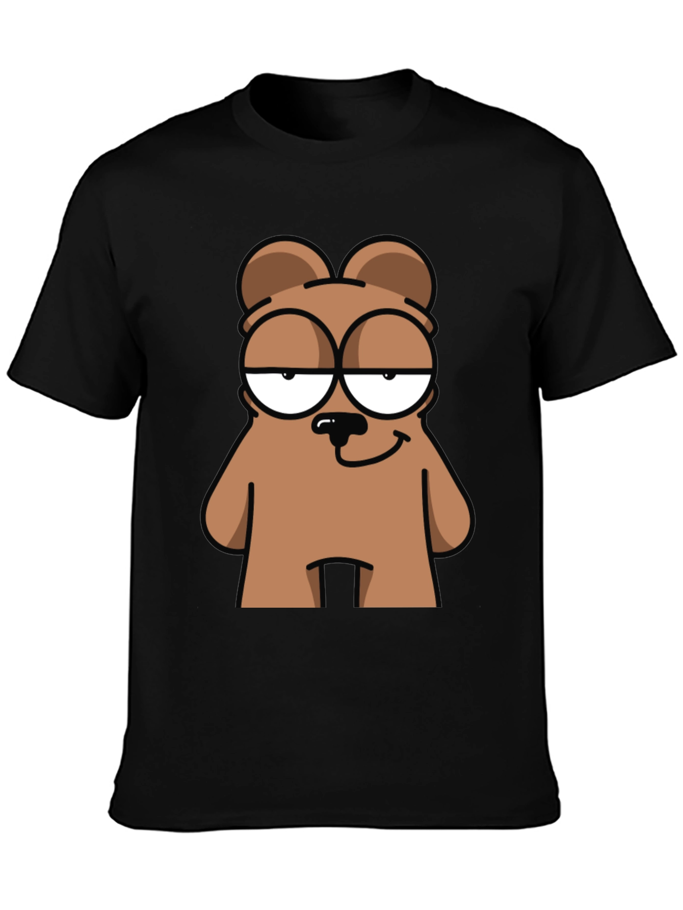 Funny Cartoon Bear Graphic Black T-Shirt