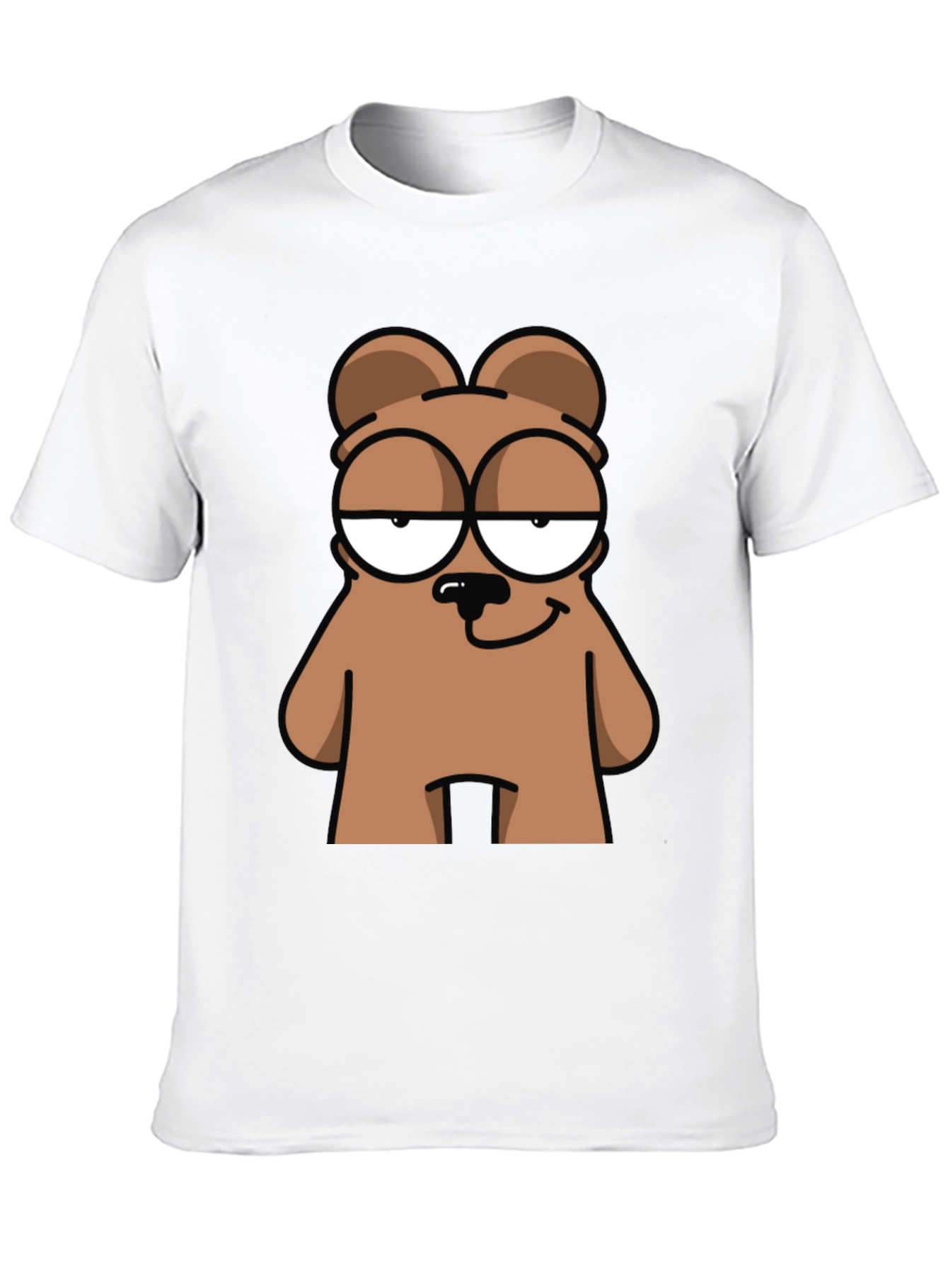 Funny Cartoon Bear Graphic Black T-Shirt
