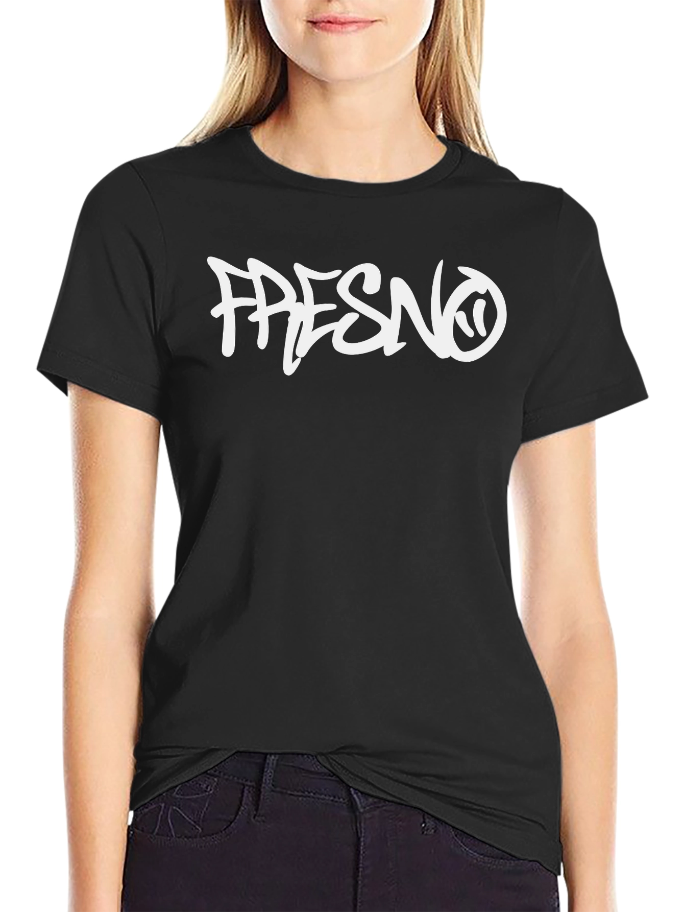 Fresno Graphic Tee - Black Casual Crew Neck