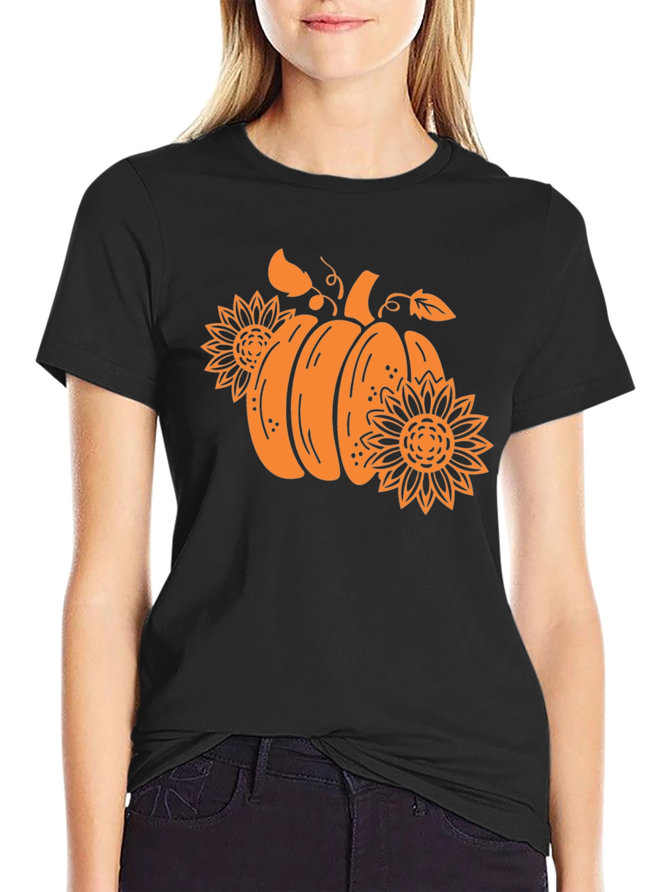 Pumpkin & Sunflower Graphic Tee - Fall Vibes