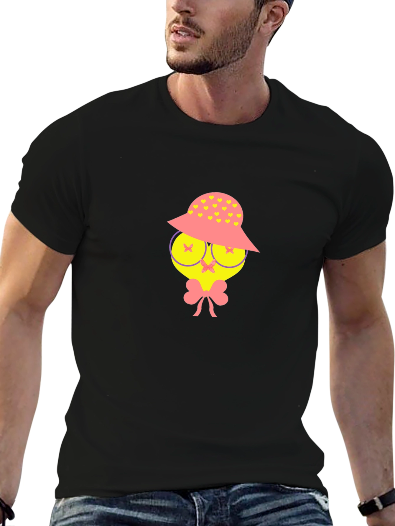 Funky Character Graphic Tee - Black Cotton Casual Wear