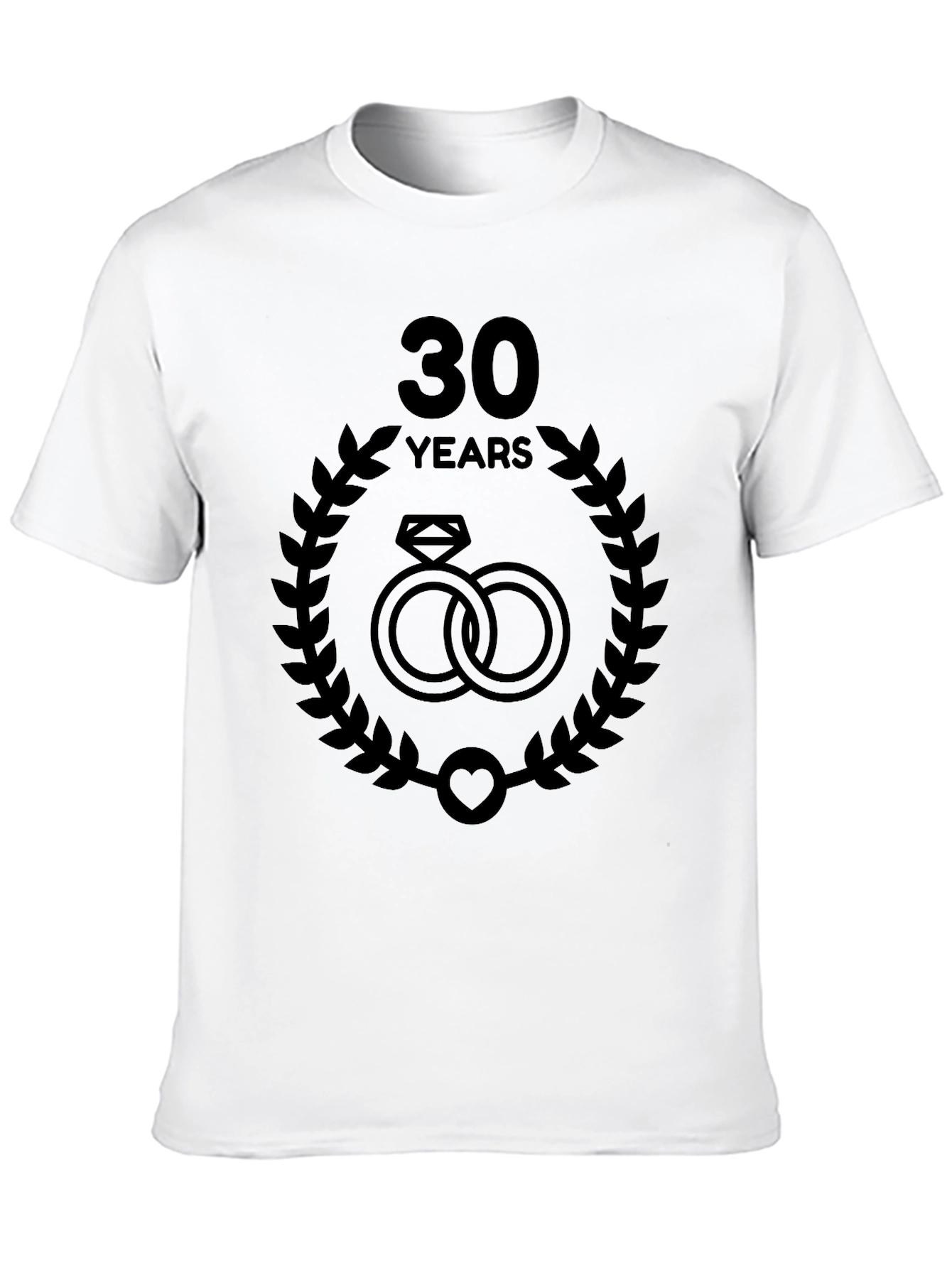 30th Anniversary T-Shirt: Wedding Ring Laurel Design