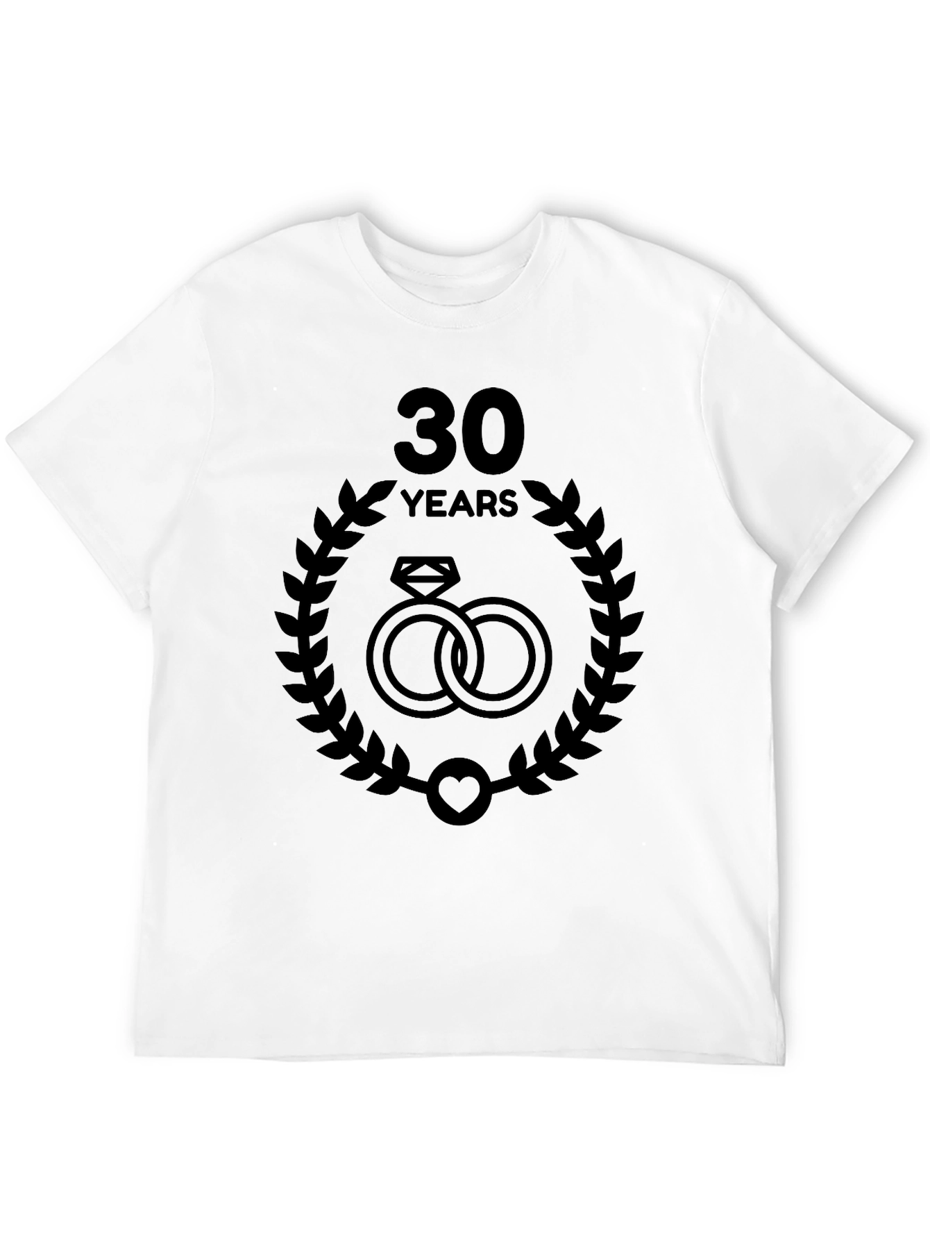 30th Anniversary T-Shirt: Wedding Ring Laurel Design