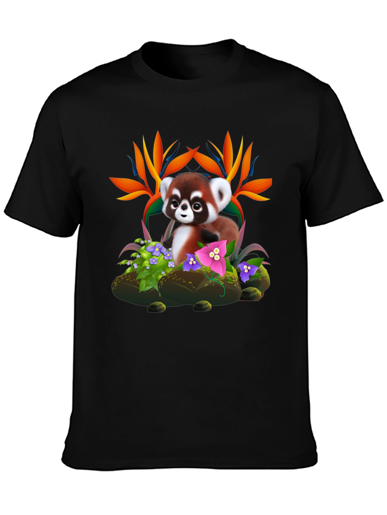 Red Panda Floral T-Shirt - Nature Lover Tee
