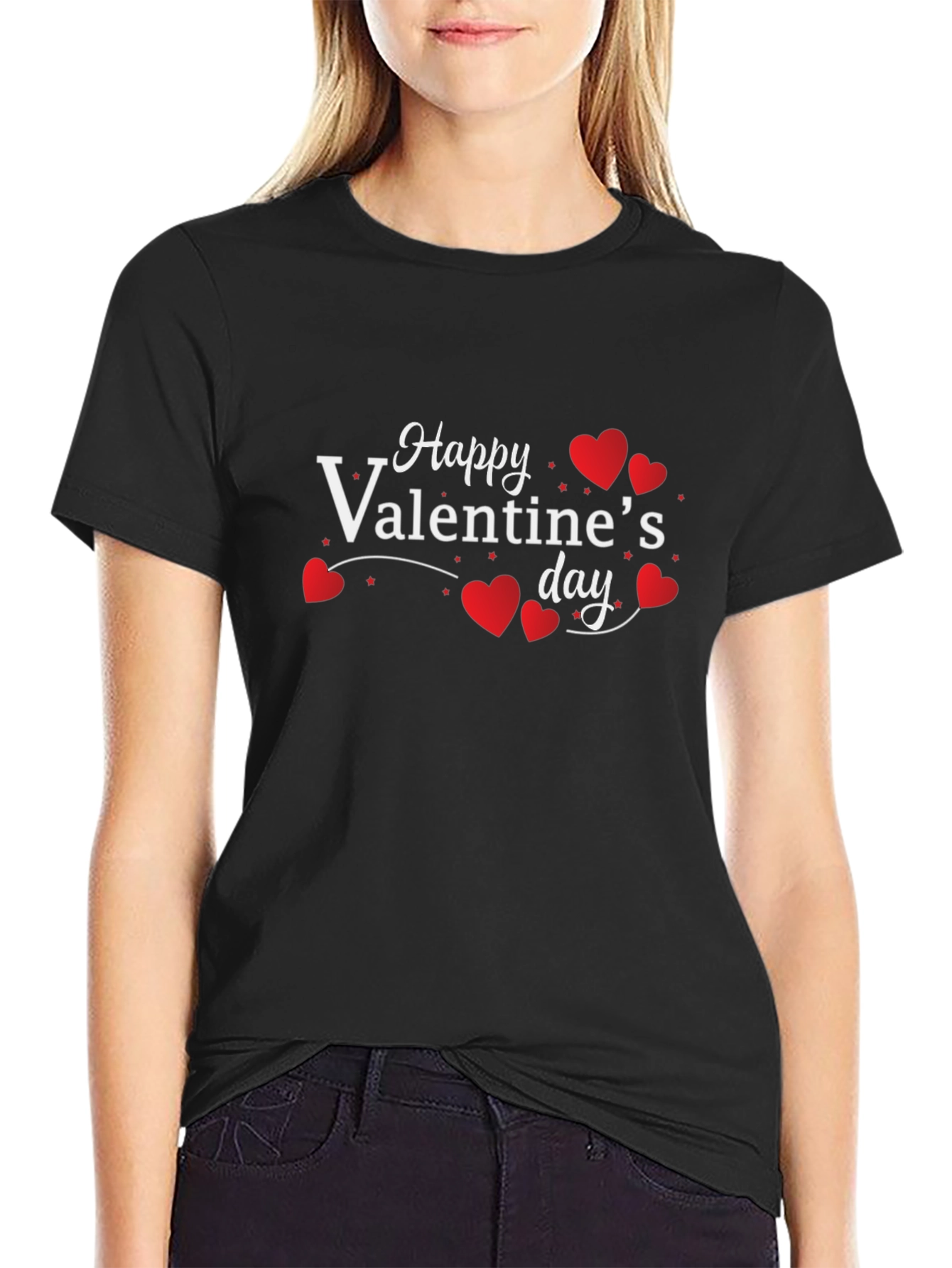 Happy Valentines Day Black T-Shirt