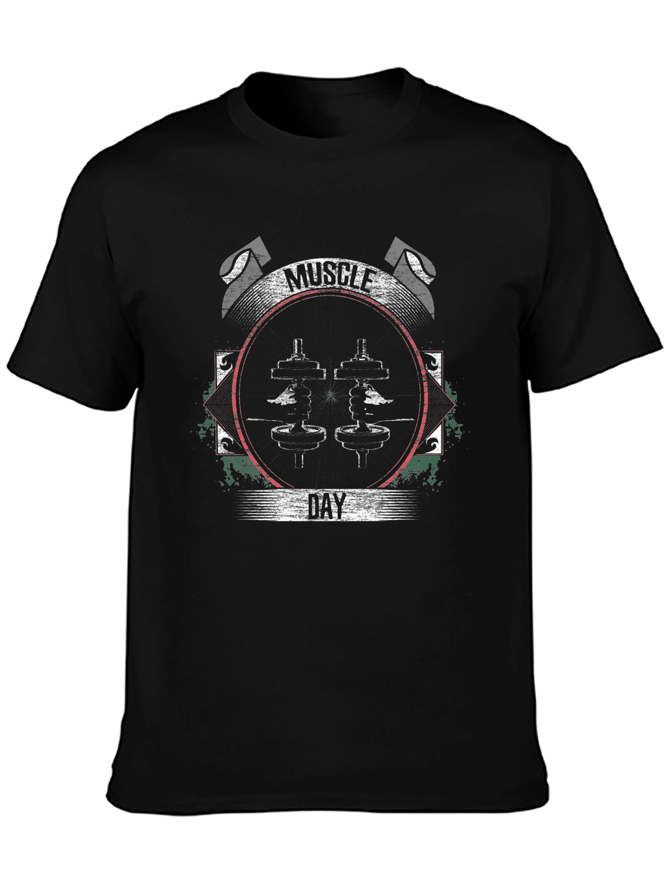 Muscle Day Black Graphic T-Shirt