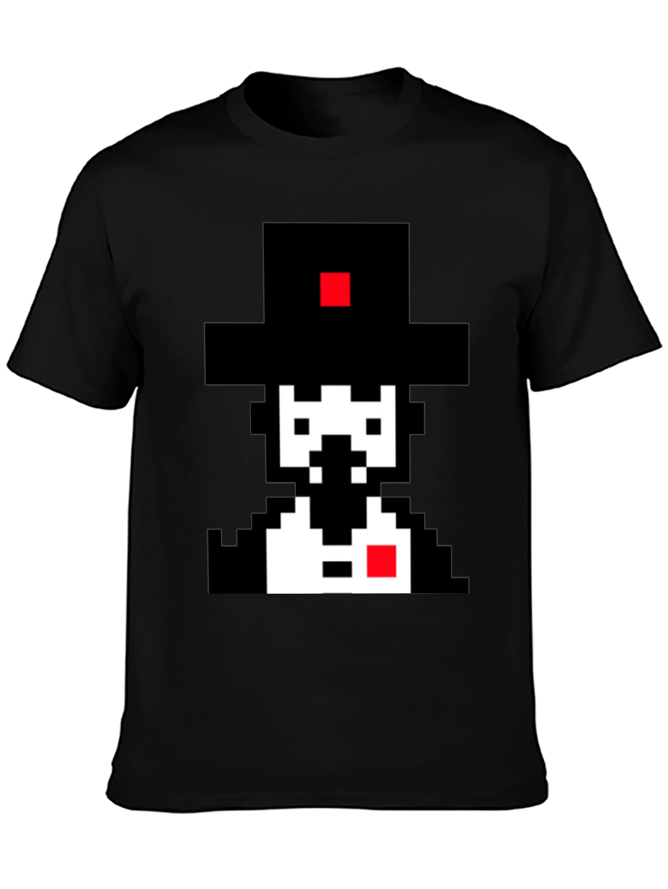 Pixel Art Gentleman Black T-Shirt