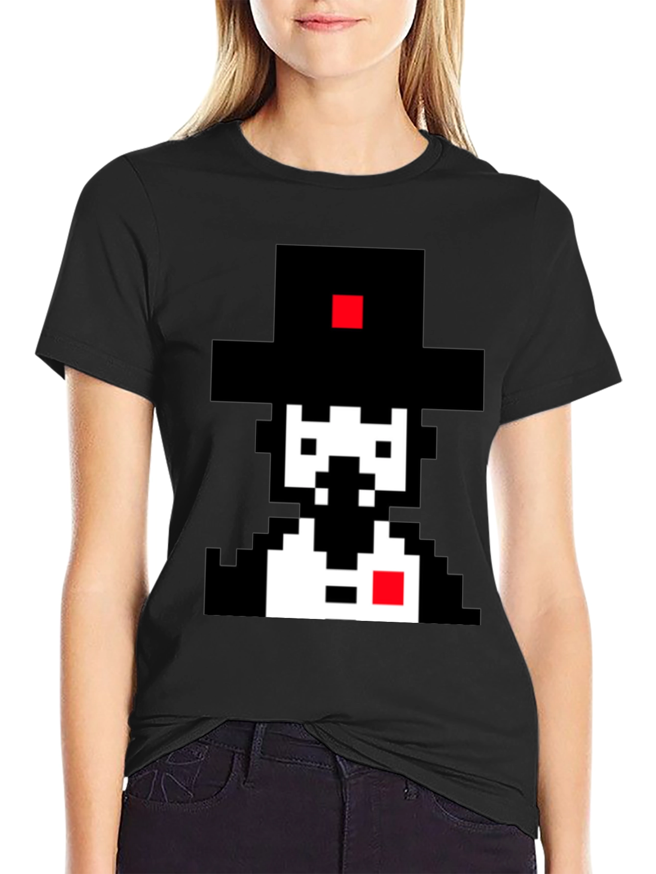 Pixel Art Gentleman Black T-Shirt