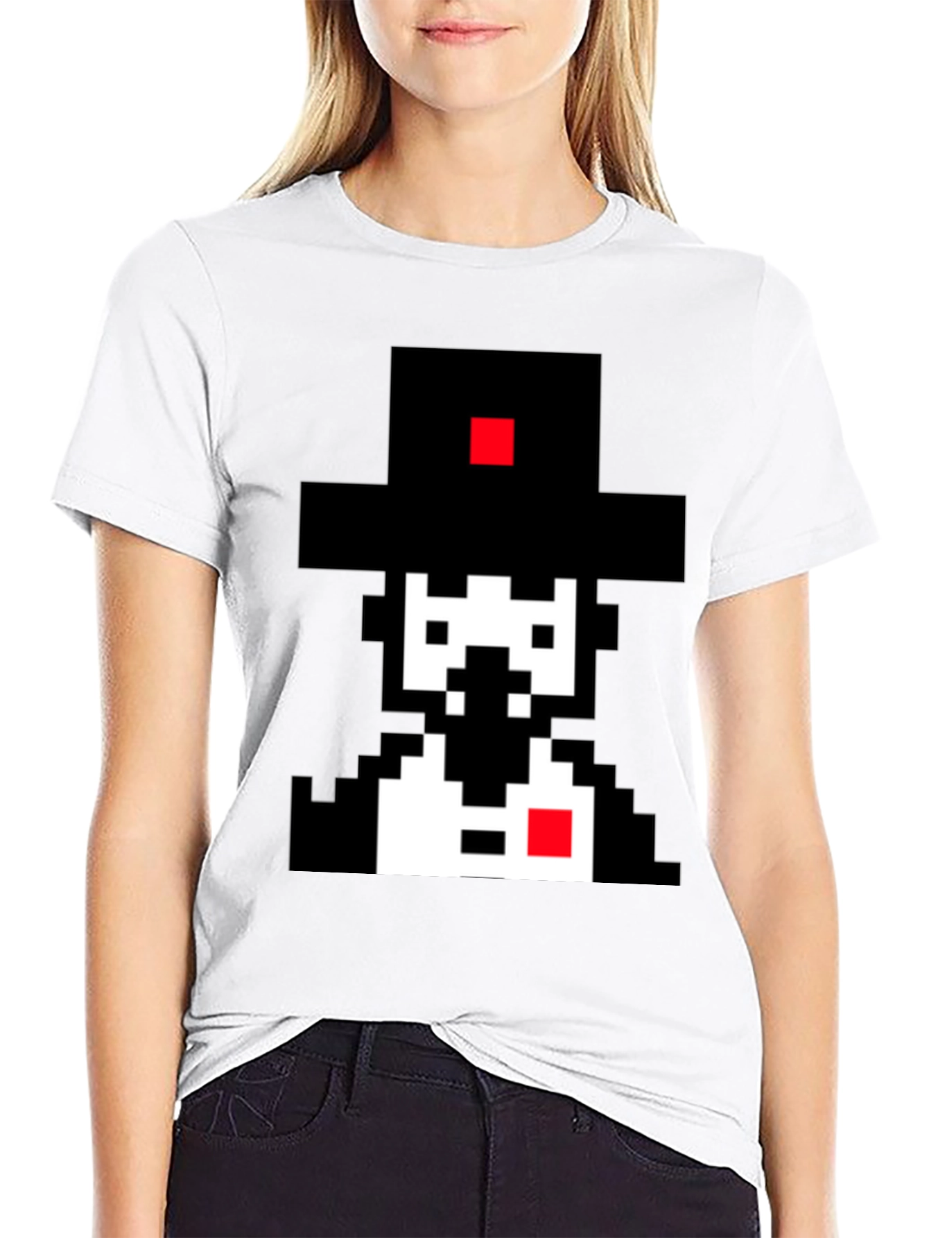Pixel Art Gentleman Black T-Shirt