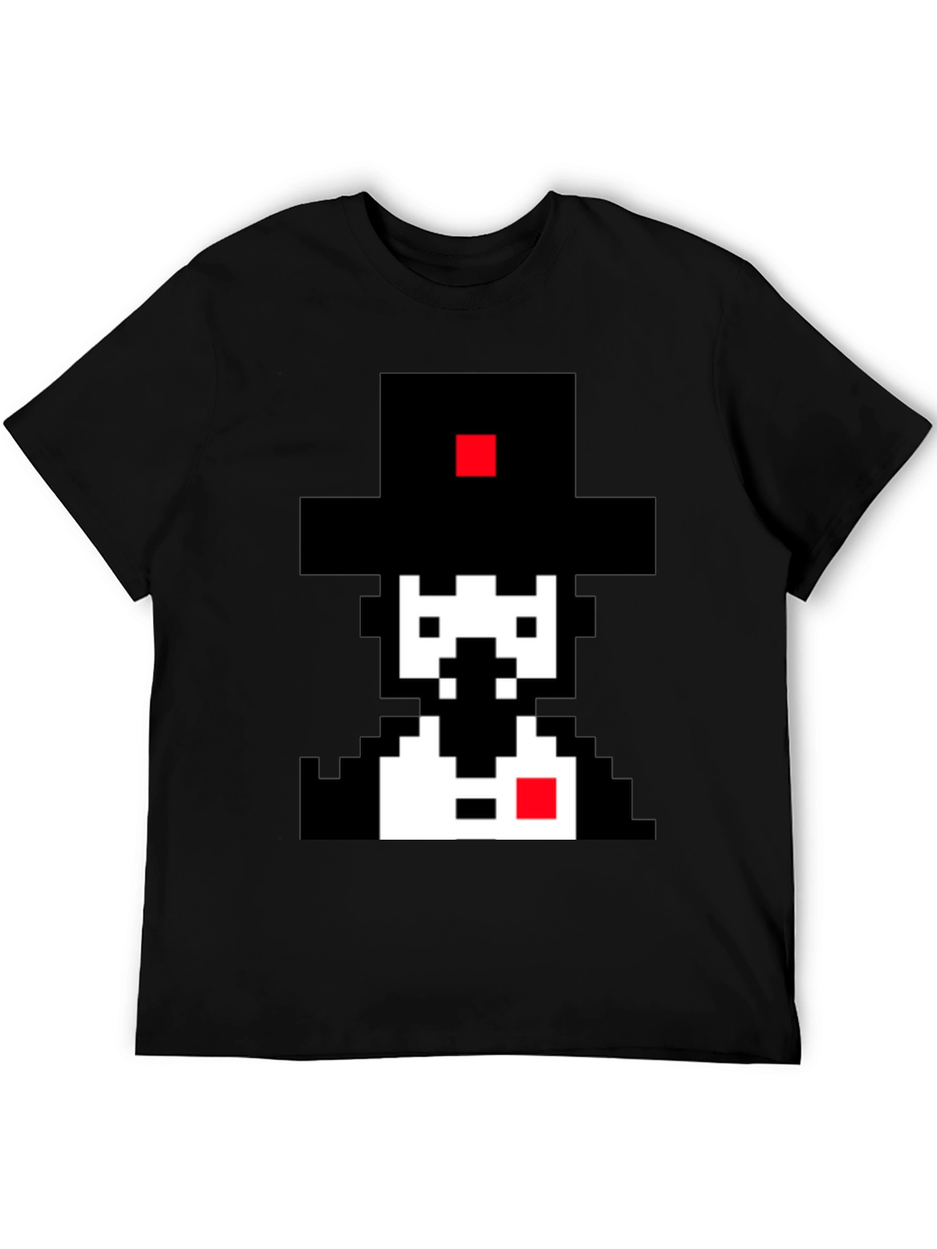 Pixel Art Gentleman Black T-Shirt