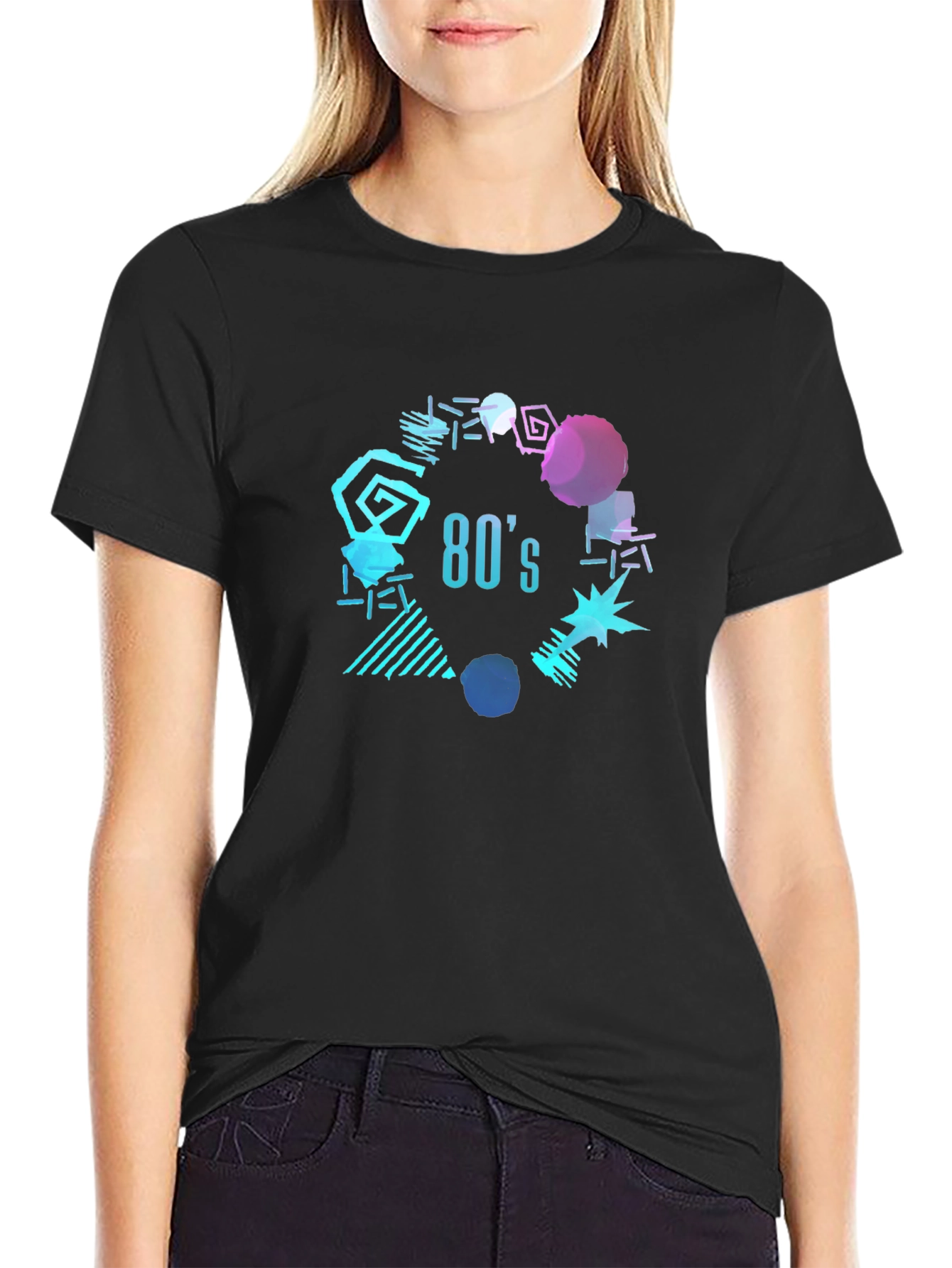 80s Style Graphic Print T-Shirt