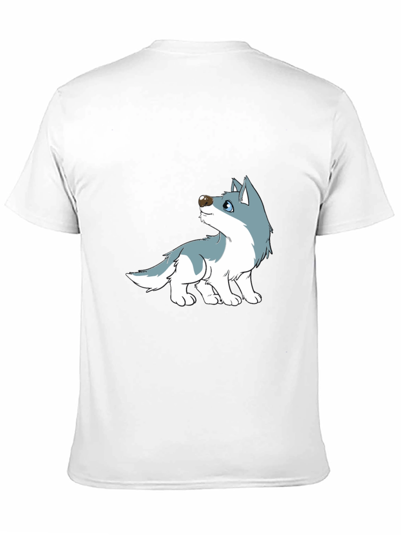 Cartoon Wolf Graphic Tee - Black Cotton Casual T-Shirt