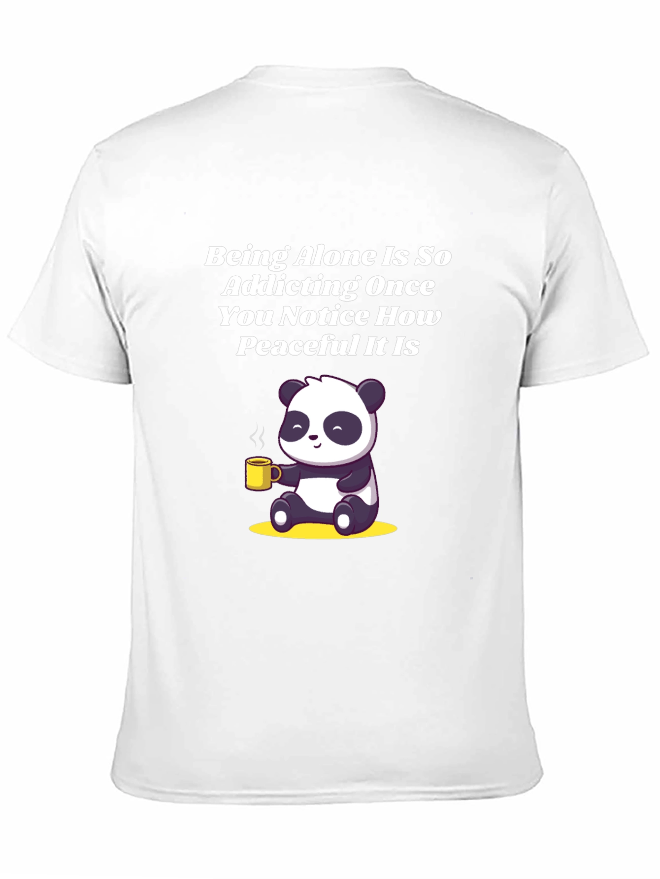 Alone Peaceful Panda Black T-Shirt