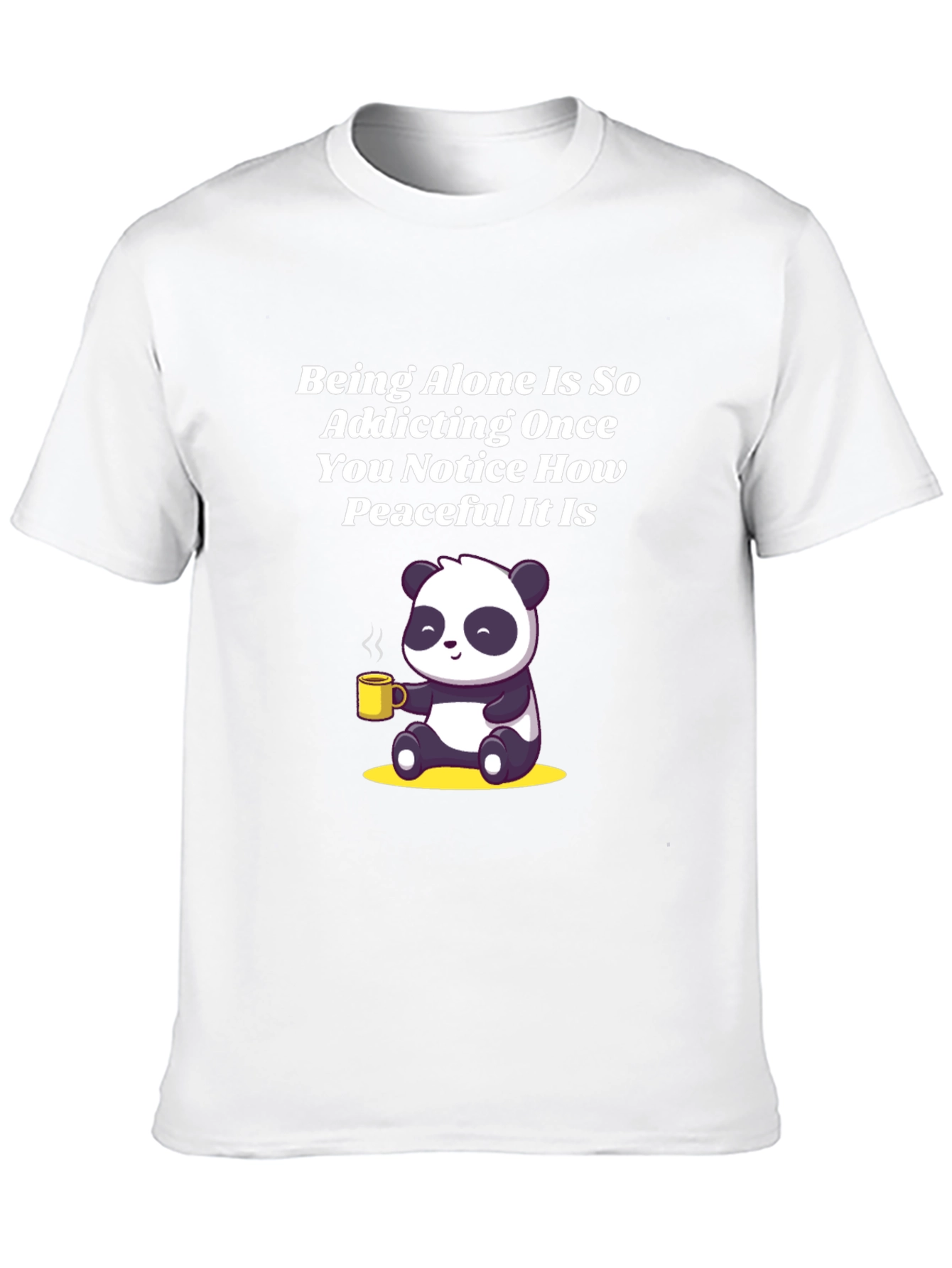 Alone Peaceful Panda Black T-Shirt