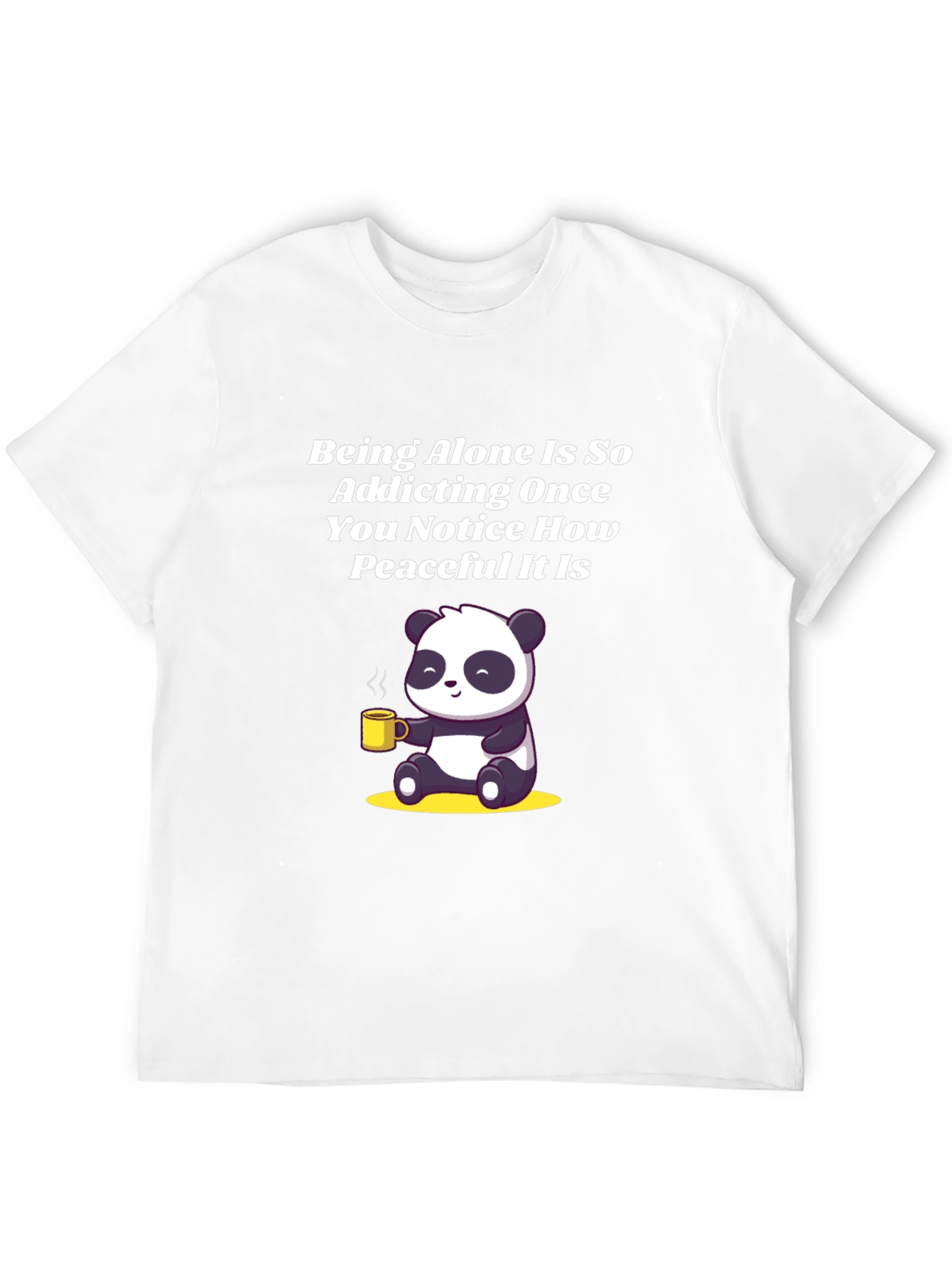 Alone Peaceful Panda Black T-Shirt