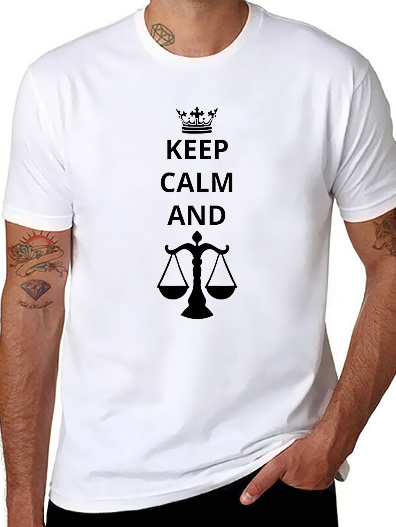 Keep Calm and Scales of Justice T-Shirt - Black