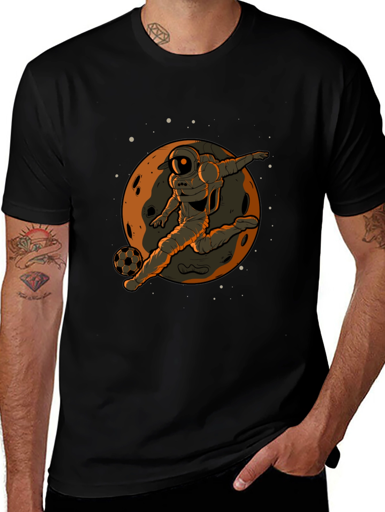 Astronaut Soccer Player Graphic Tee - Black