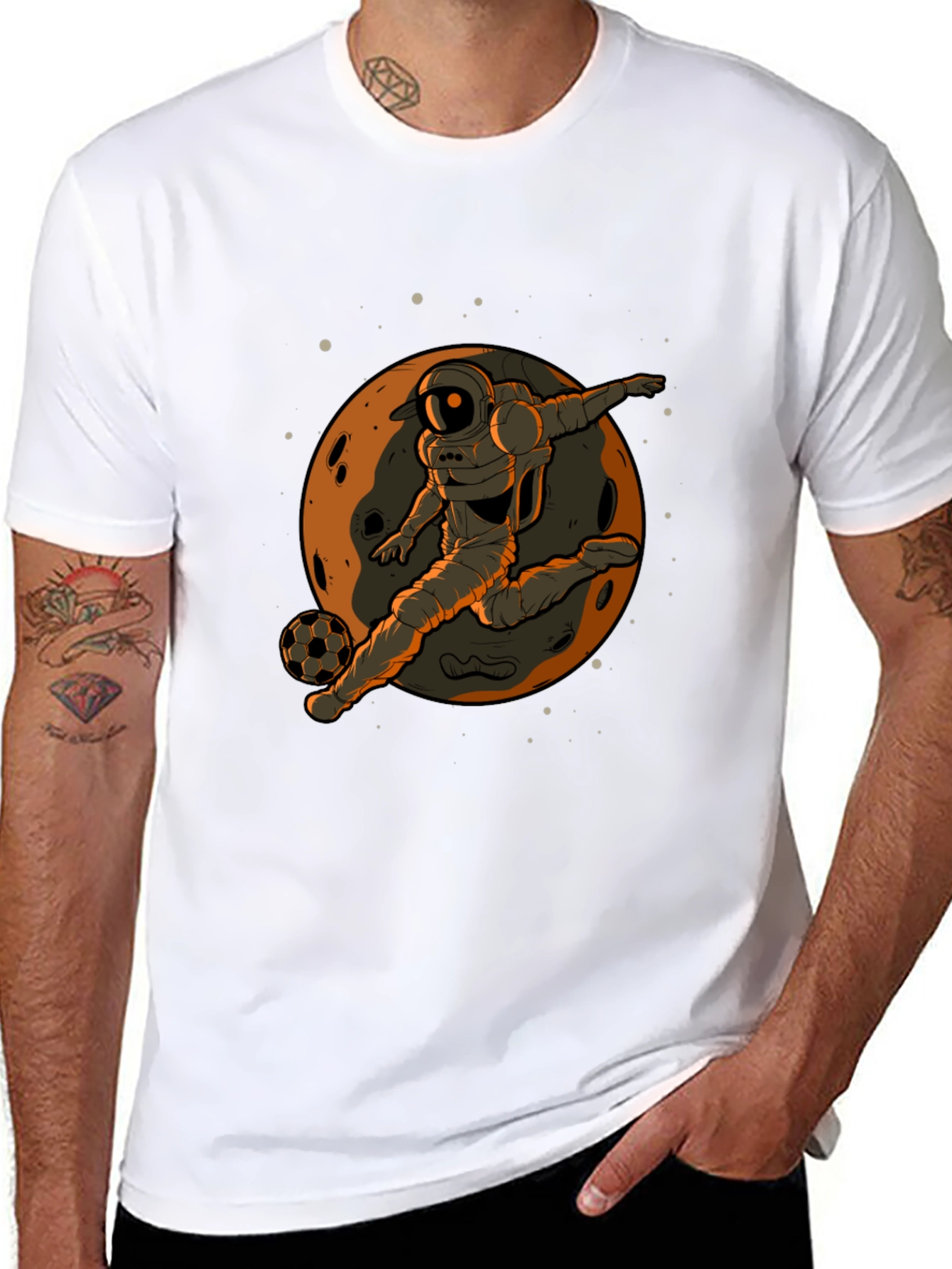 Astronaut Soccer Player Graphic Tee - Black