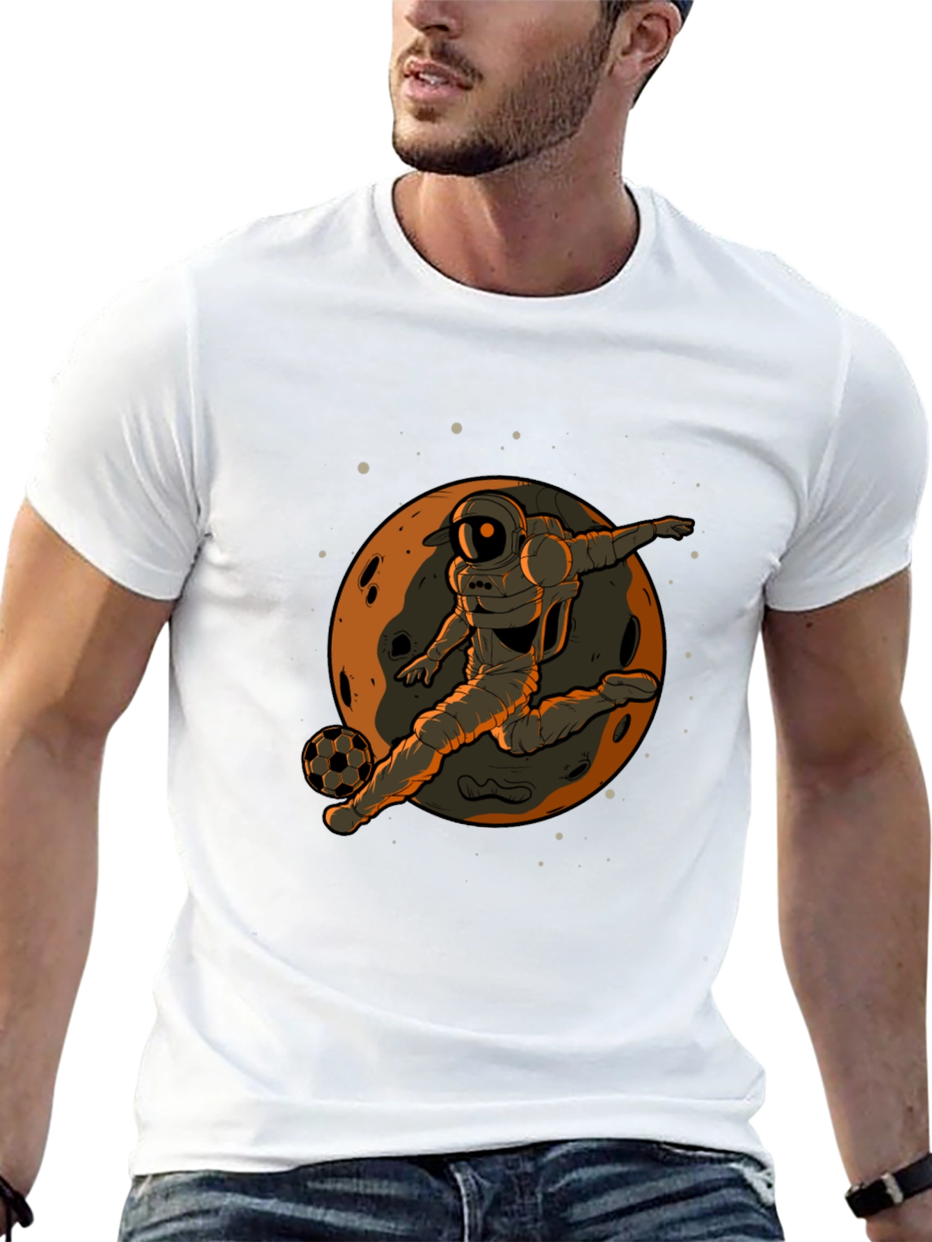Astronaut Soccer Player Graphic Tee - Black