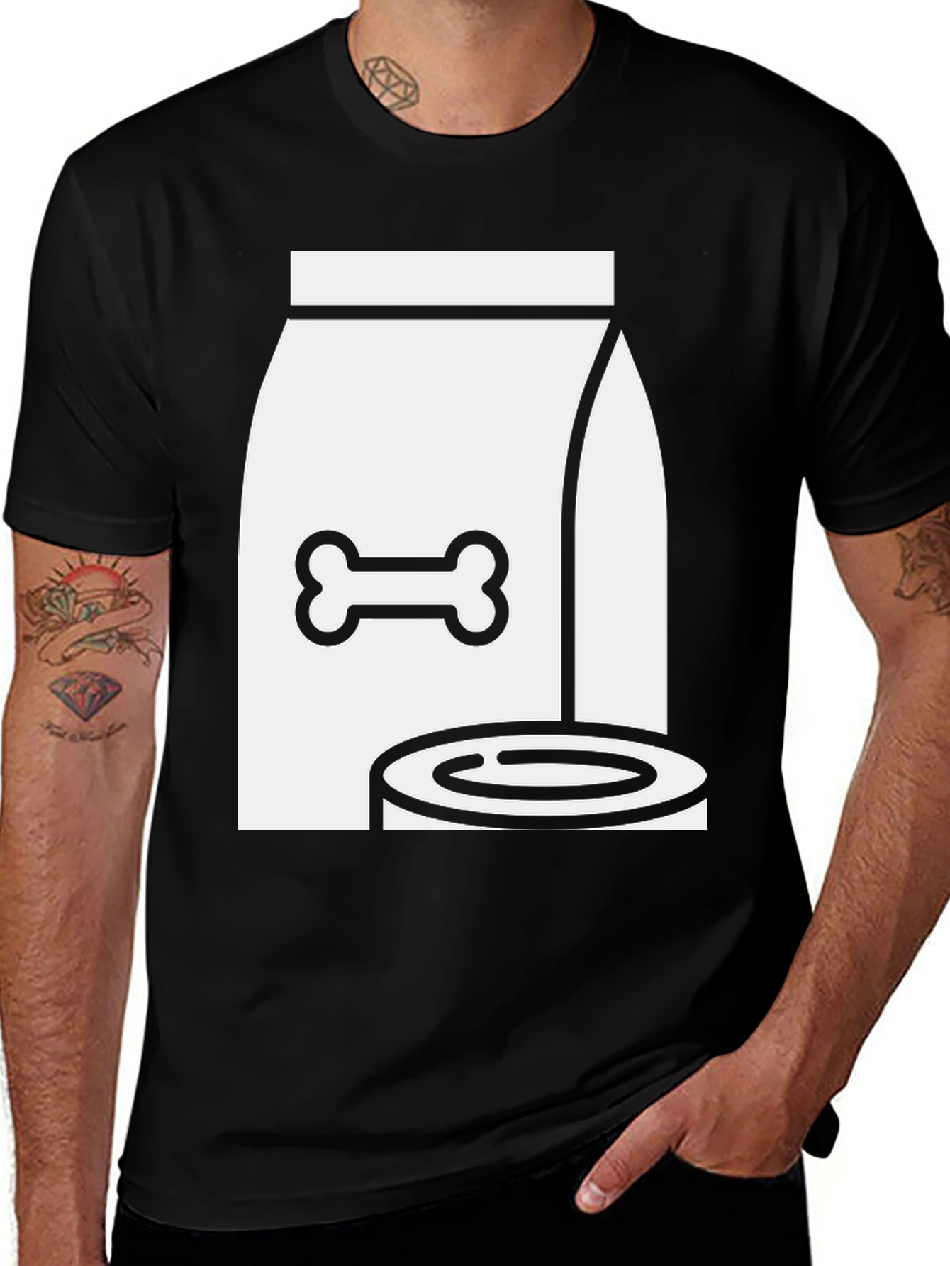 Dog Food T-Shirt - Bone & Bowl Design