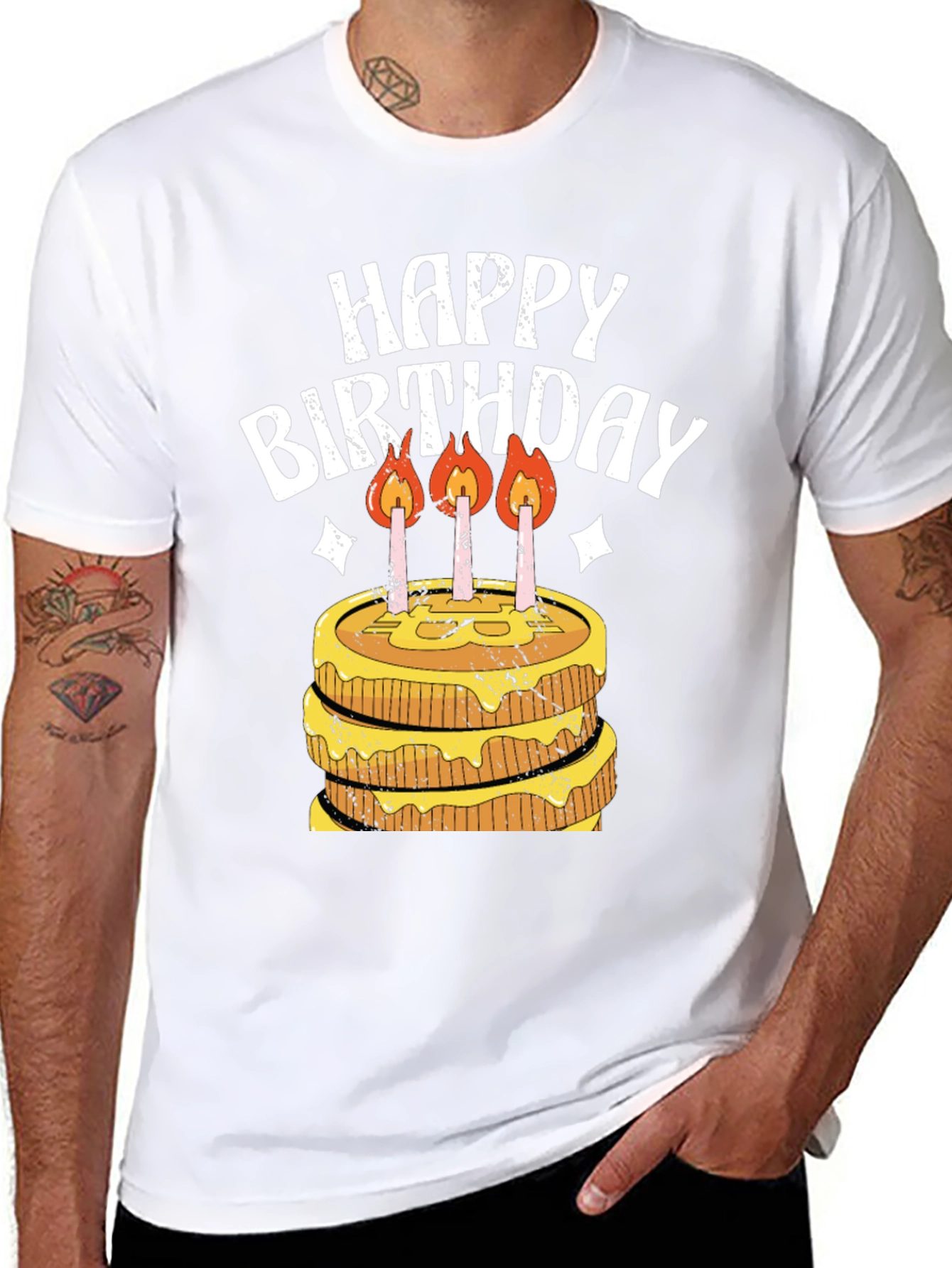 Happy Birthday Cake Graphic T-Shirt