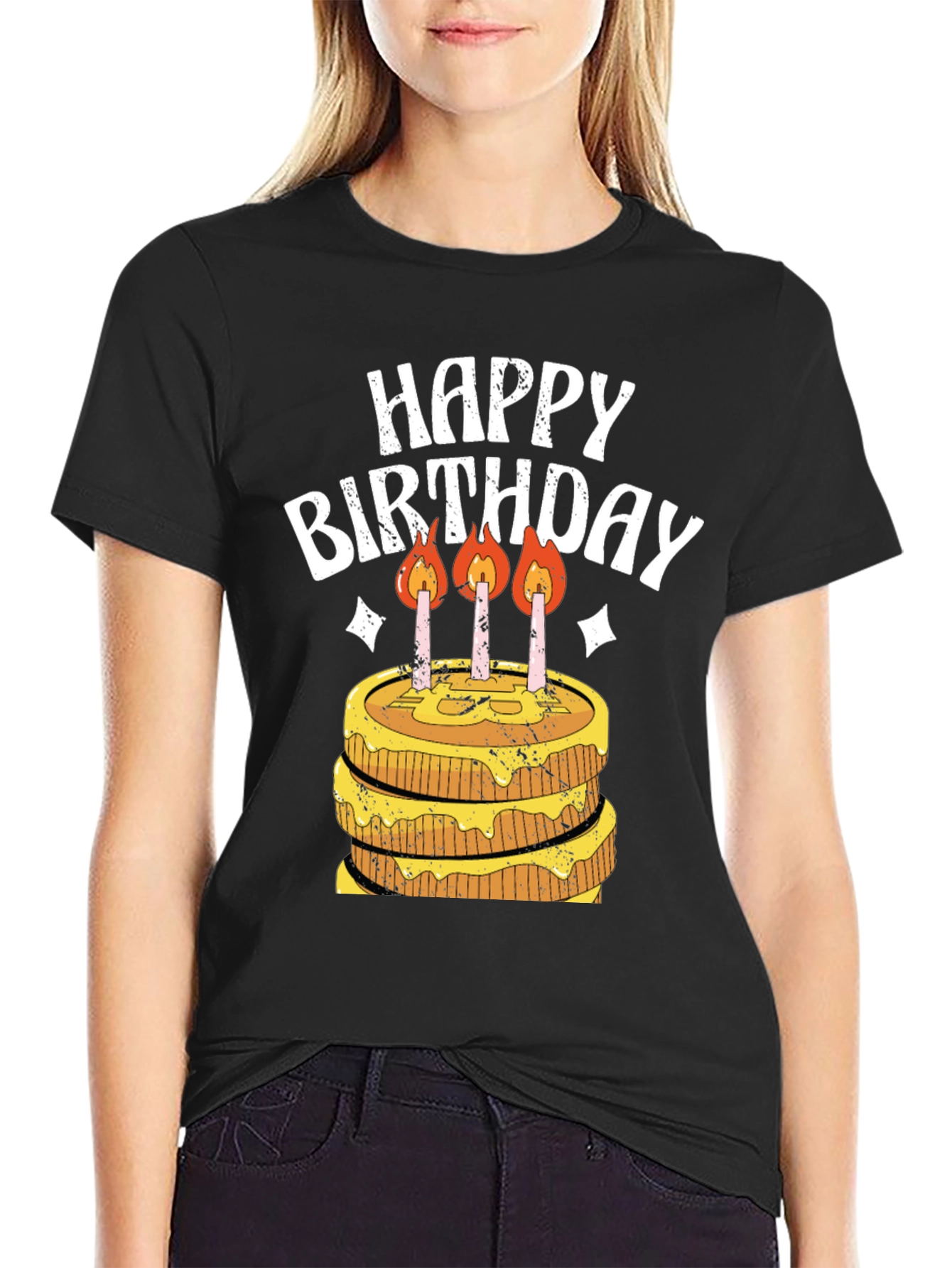 Happy Birthday Cake Graphic T-Shirt