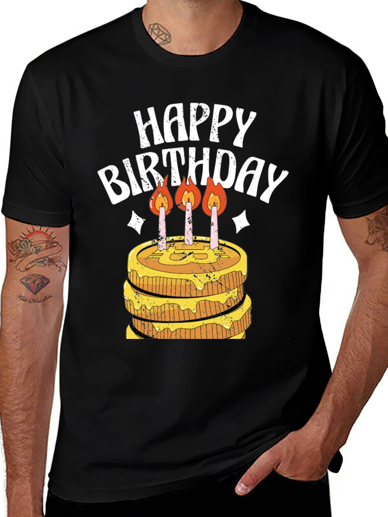 Happy Birthday Cake Graphic T-Shirt