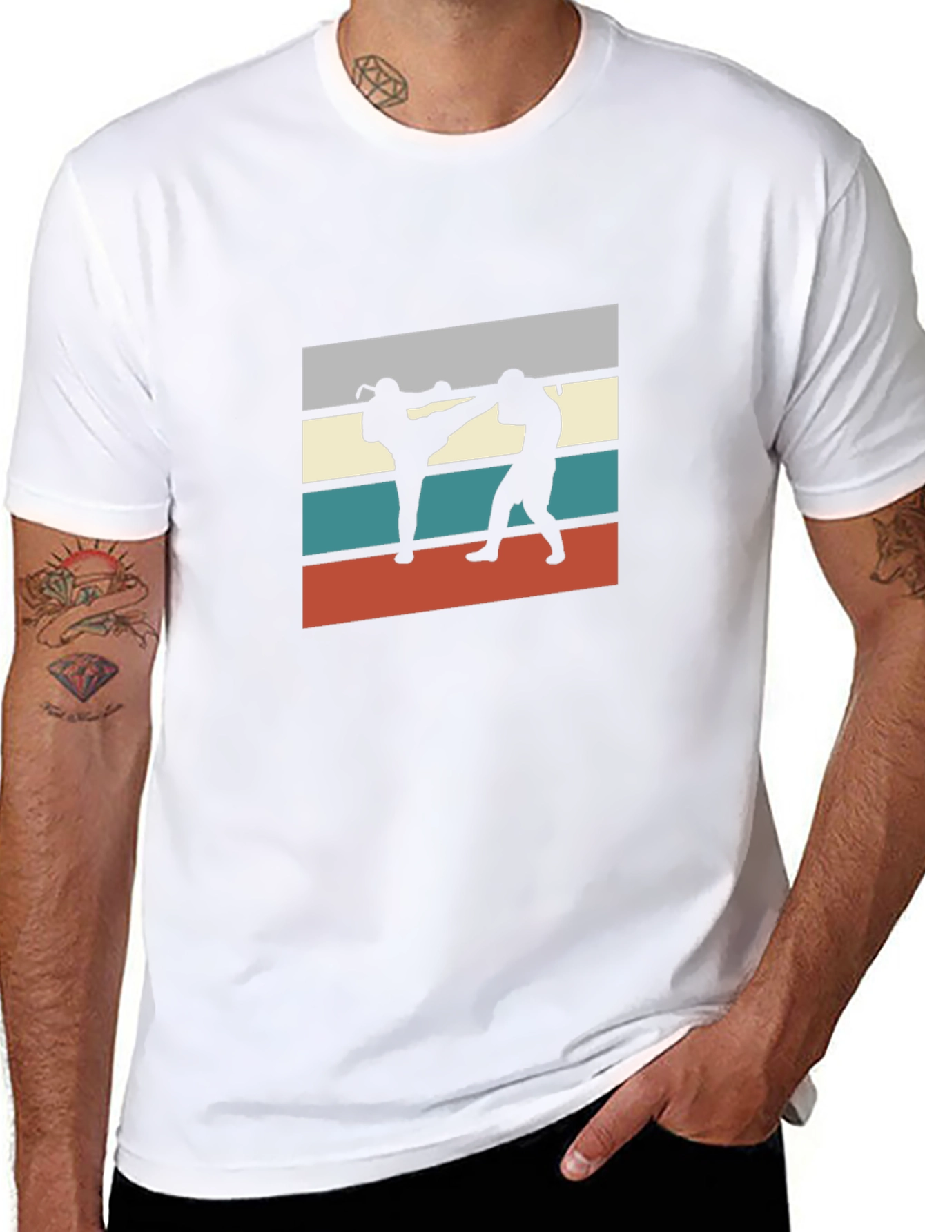 Retro Martial Arts Graphic Tee - Black