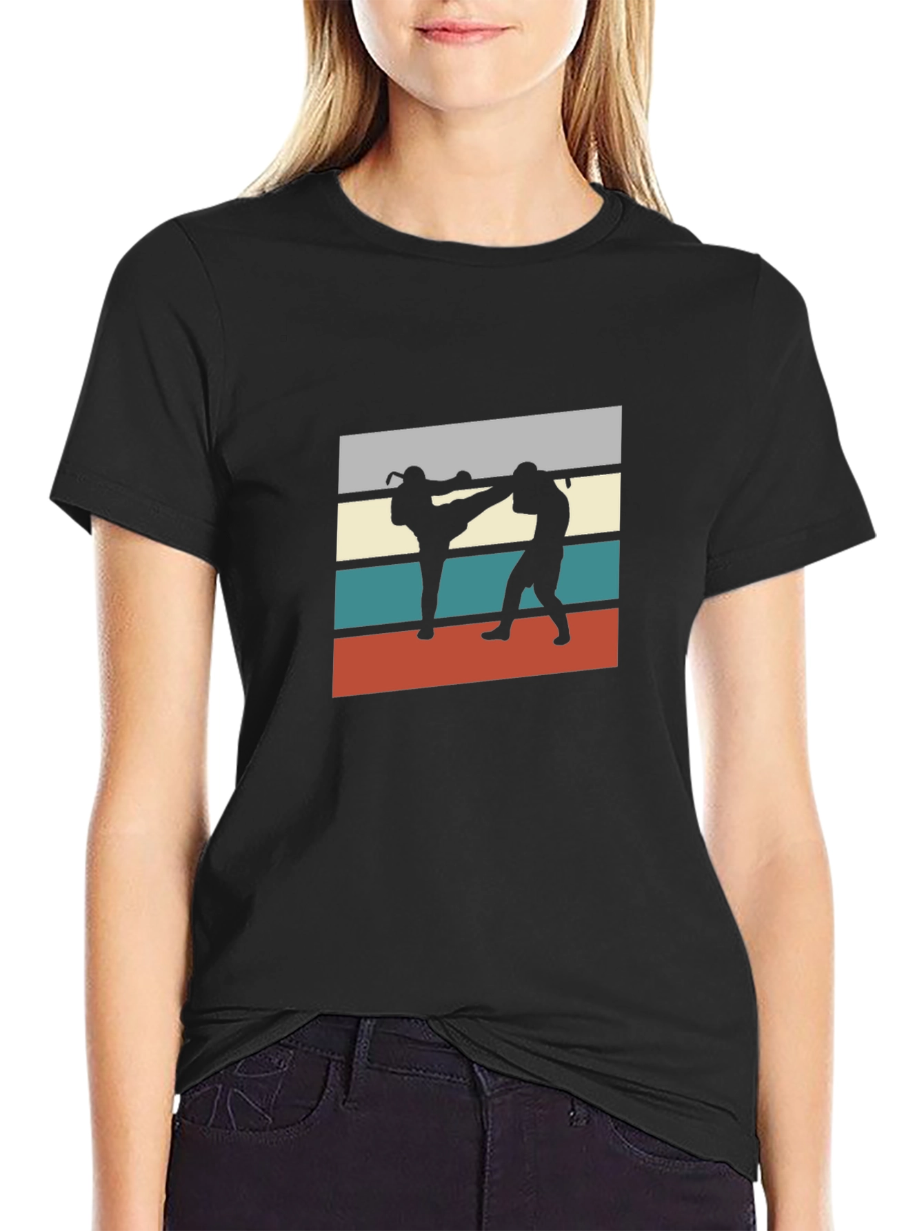 Retro Martial Arts Graphic Tee - Black