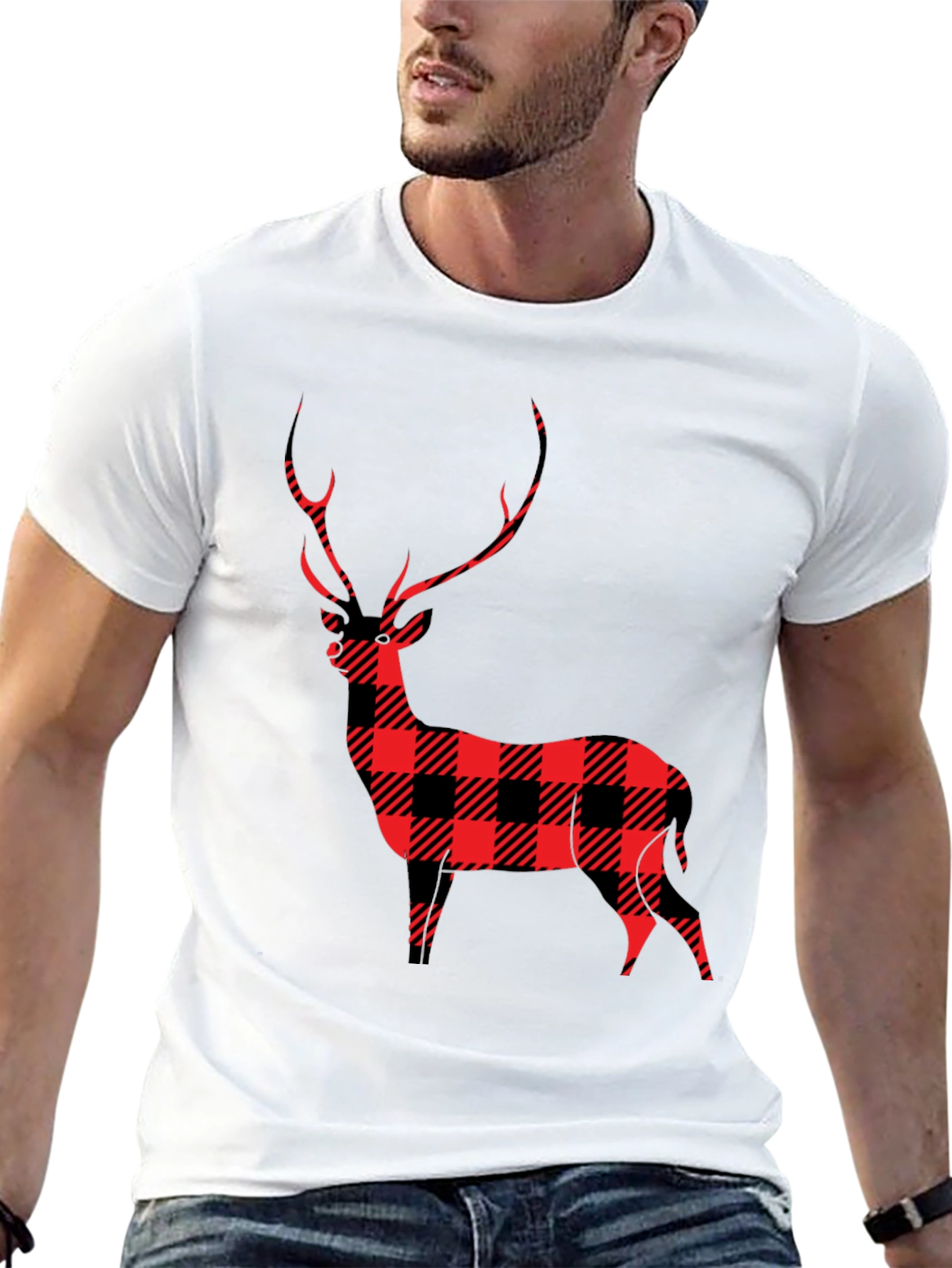 Buffalo Plaid Deer Graphic Tee